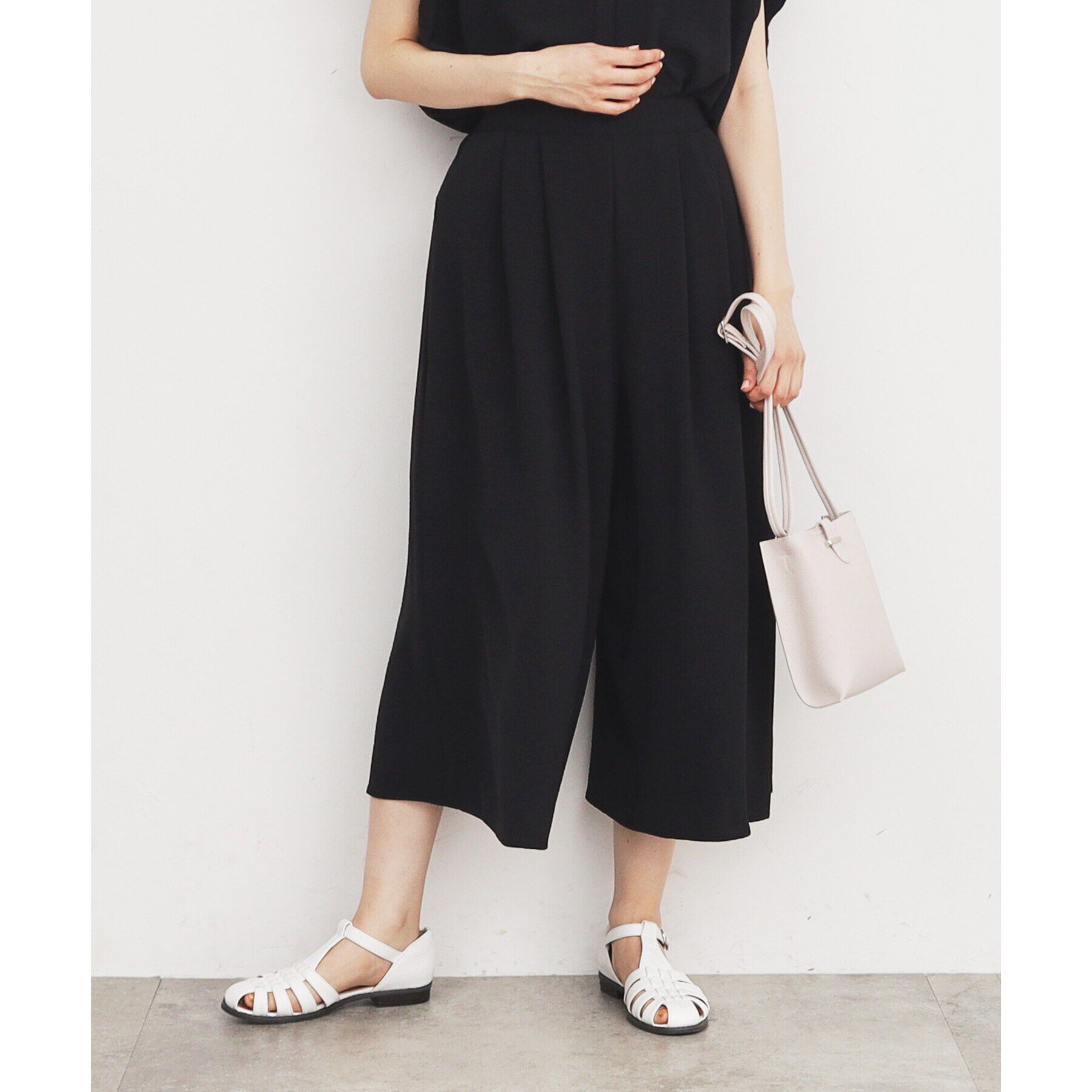 THE SHOP TK「【涼しい！/シワになりにくい/吸水速乾/洗える】フレアスカートパンツ」|その他|ブラック(019)