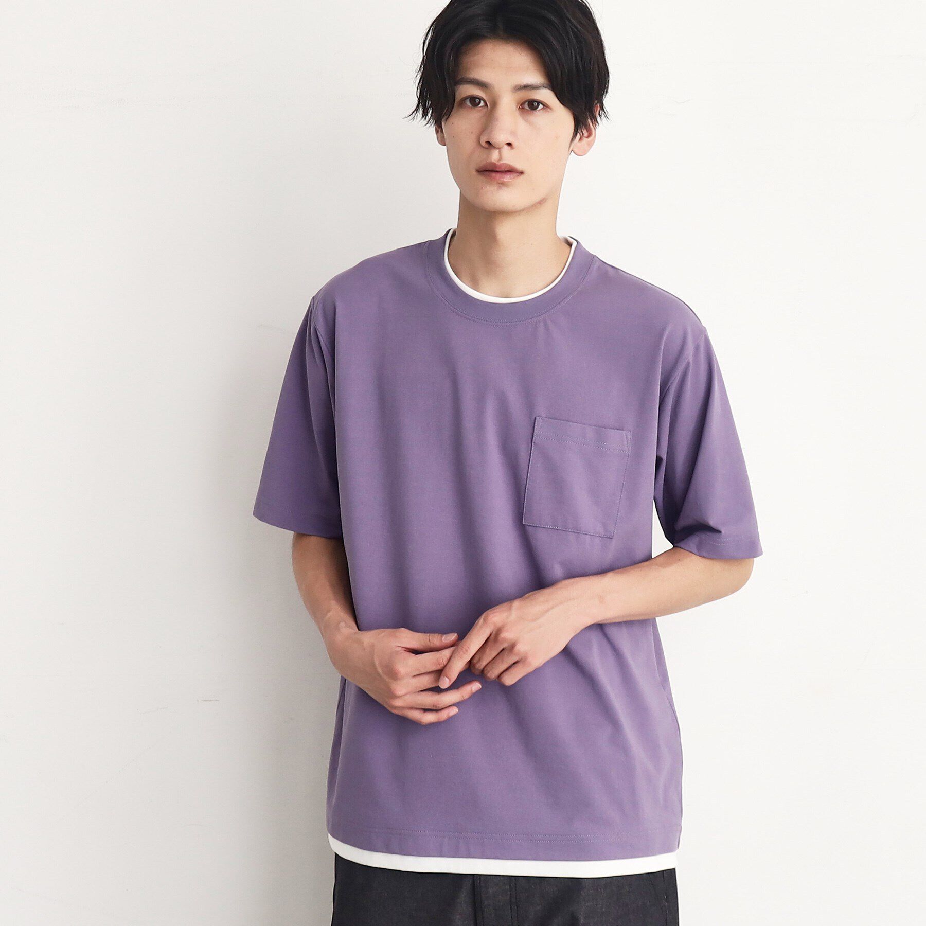 THE SHOP TK「【接触冷感／吸水速乾／UVカット／防シワ 】LIGHT PERFECTEE／ライトパーフェクティー」|Tシャツ・カットソー|パープル(083)