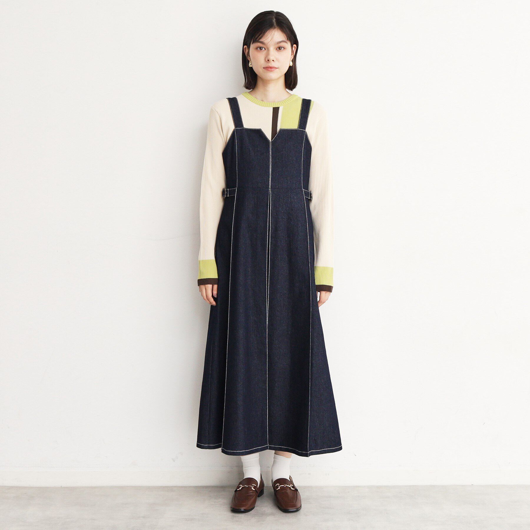 THE SHOP TK「デニムステッチジャンスカ/親子リンク」|ワンピース|