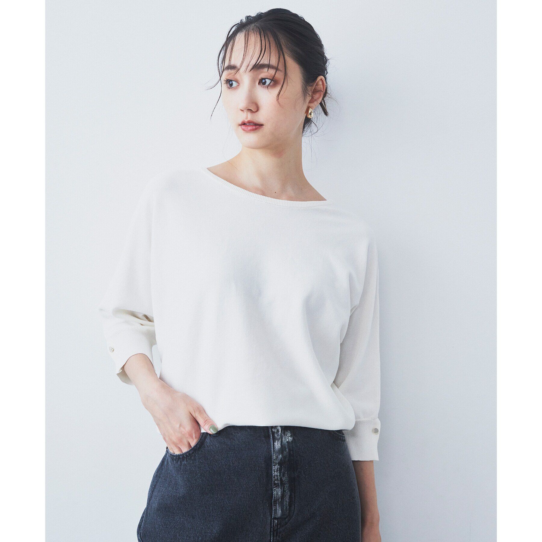 THE SHOP TK「【二の腕カバー/毛玉になりにくい/前後2WAY】袖スリットドルマンニット/洗える」|ニット・セーター|