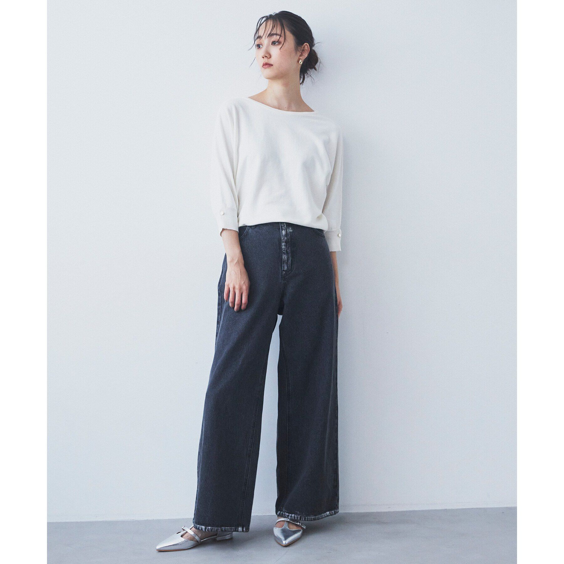 THE SHOP TK「【二の腕カバー/毛玉になりにくい/前後2WAY】袖スリットドルマンニット/洗える」|ニット・セーター|