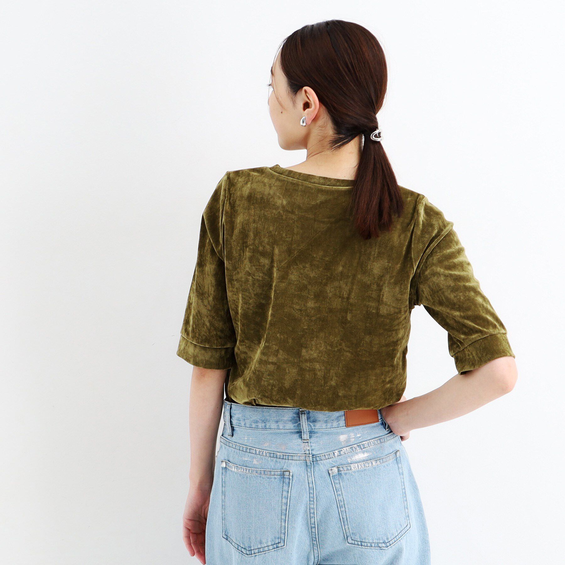 THE SHOP TK「【ヒルナンデス！で紹介】ベロア5分袖プルオーバー/洗える」|Tシャツ・カットソー|