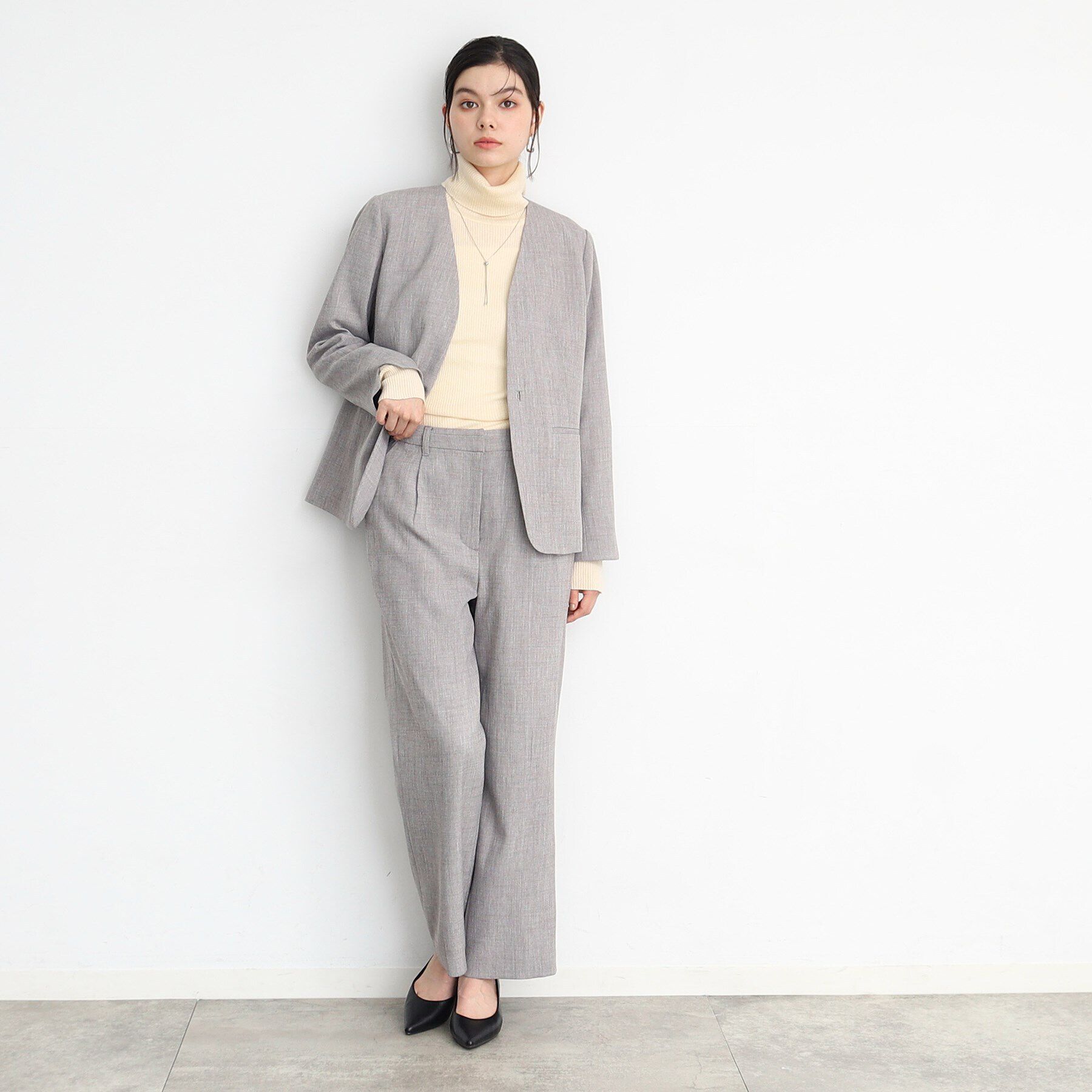 THE SHOP TK「【セットアップ可/洗える】シャークスキンストレートワイドパンツ」|その他|