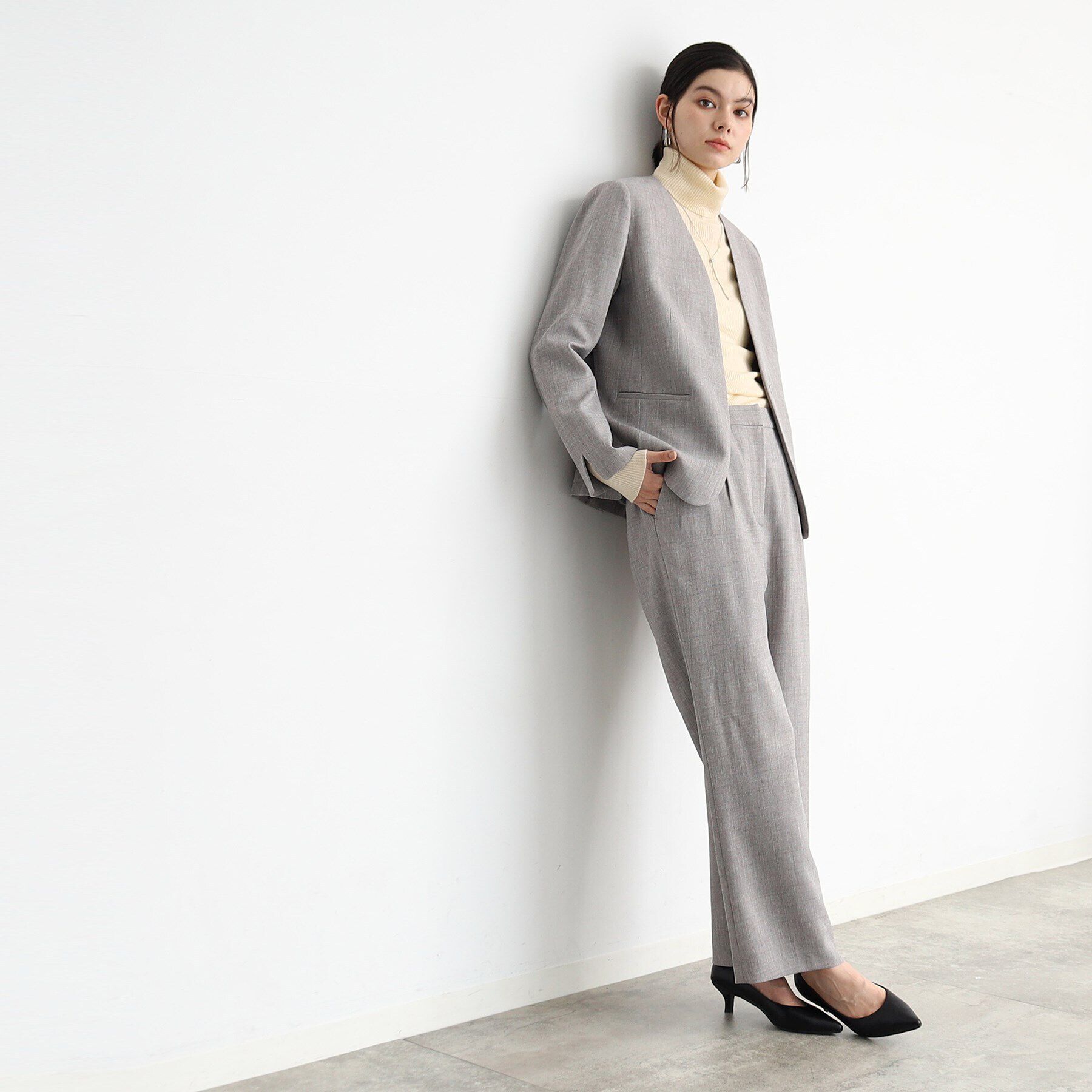 THE SHOP TK「【セットアップ可/洗える】シャークスキンストレートワイドパンツ」|その他|