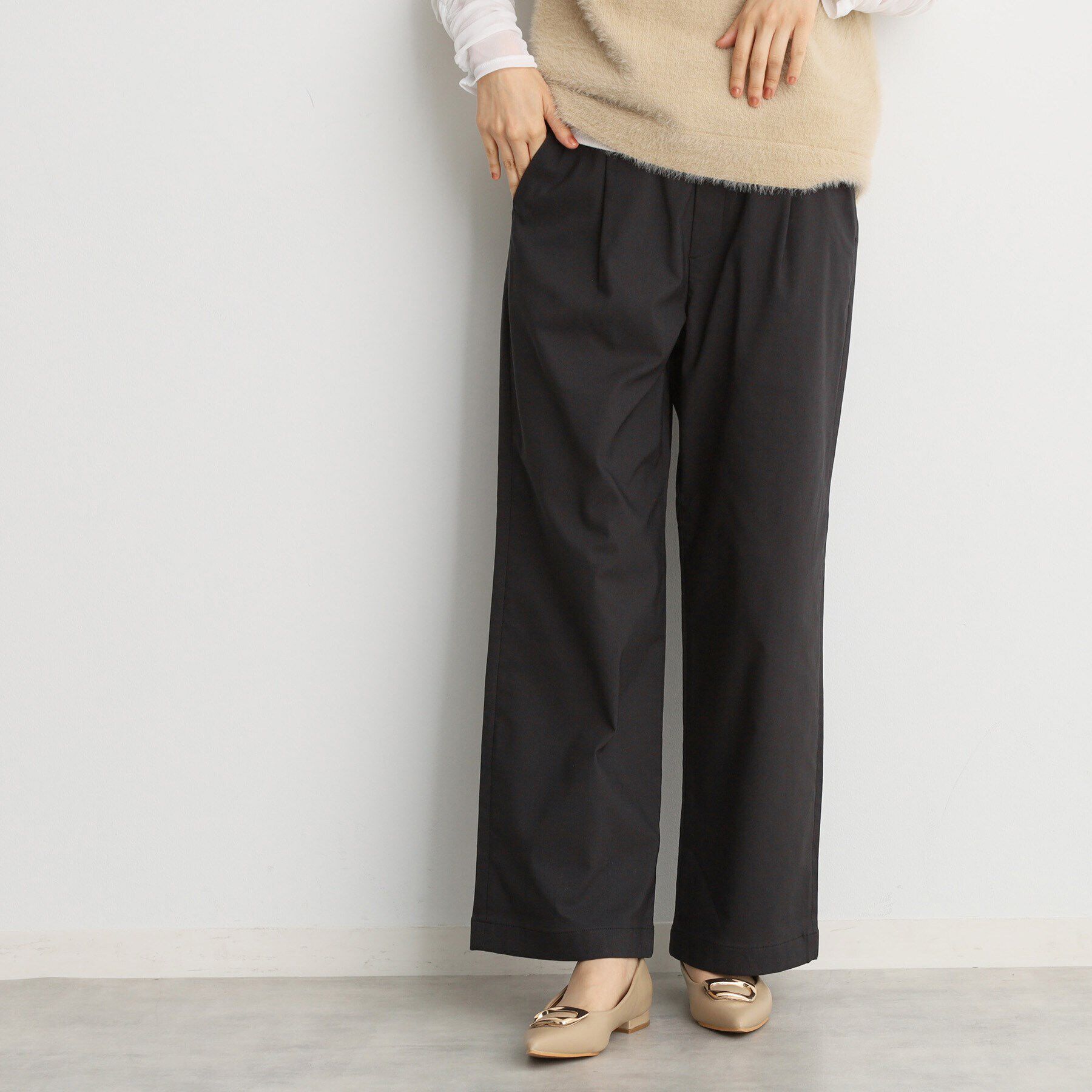 THE SHOP TK「【ラクでキレイ】ハイパーストレッチ裏起毛ワイドパンツ/洗える」|その他|