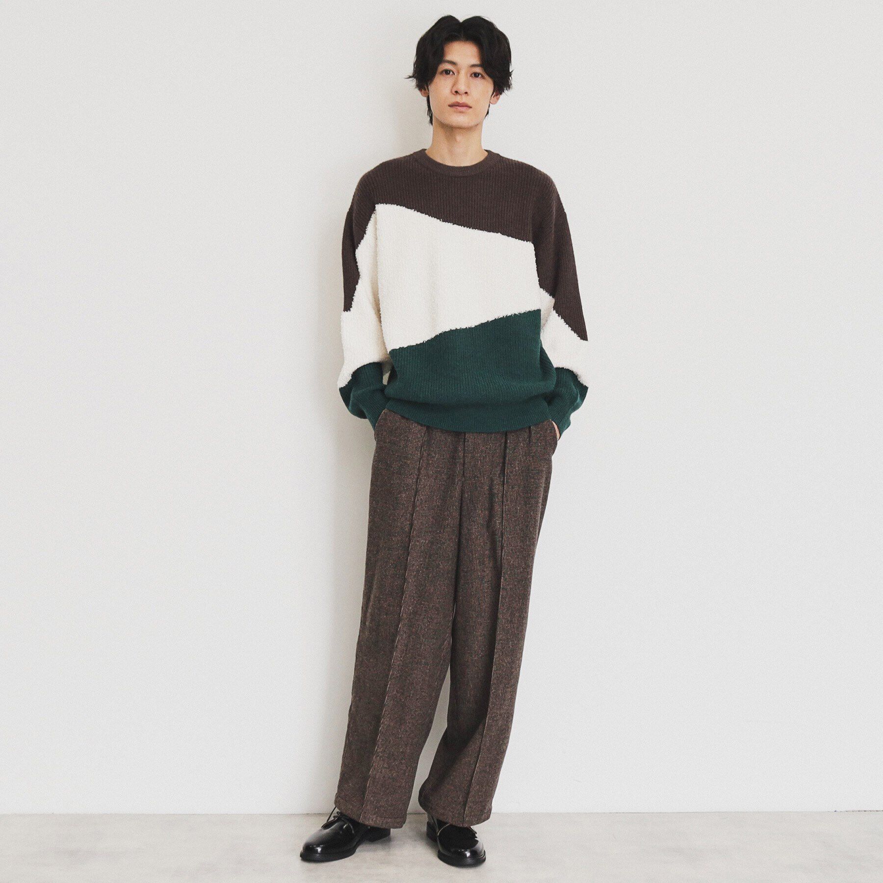 THE SHOP TK「フェザー切替ウェーブプルオーバー」|ニット・セーター|