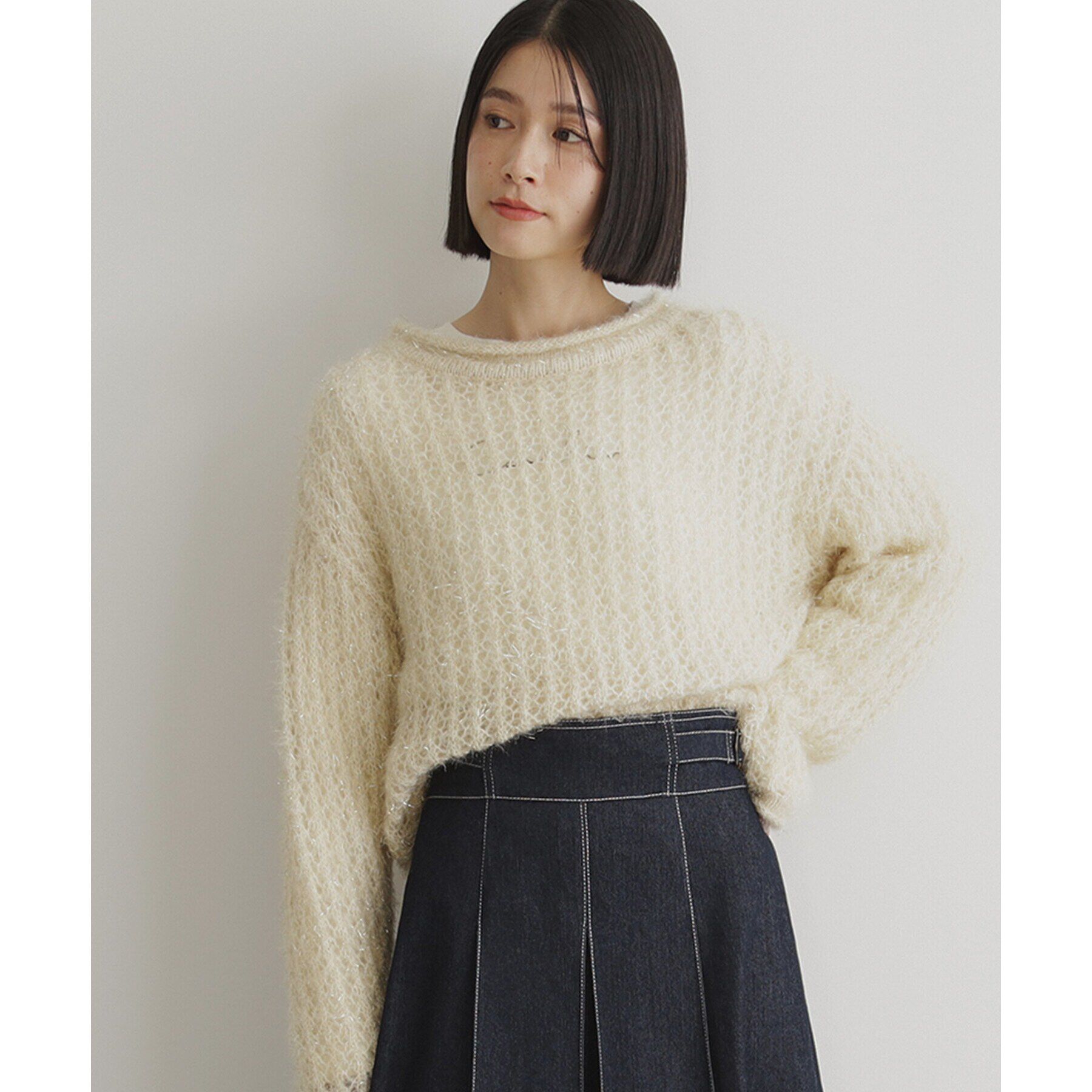 THE SHOP TK「【毛玉になりにくい】ラメメッシュニット/洗える」|ニット・セーター|