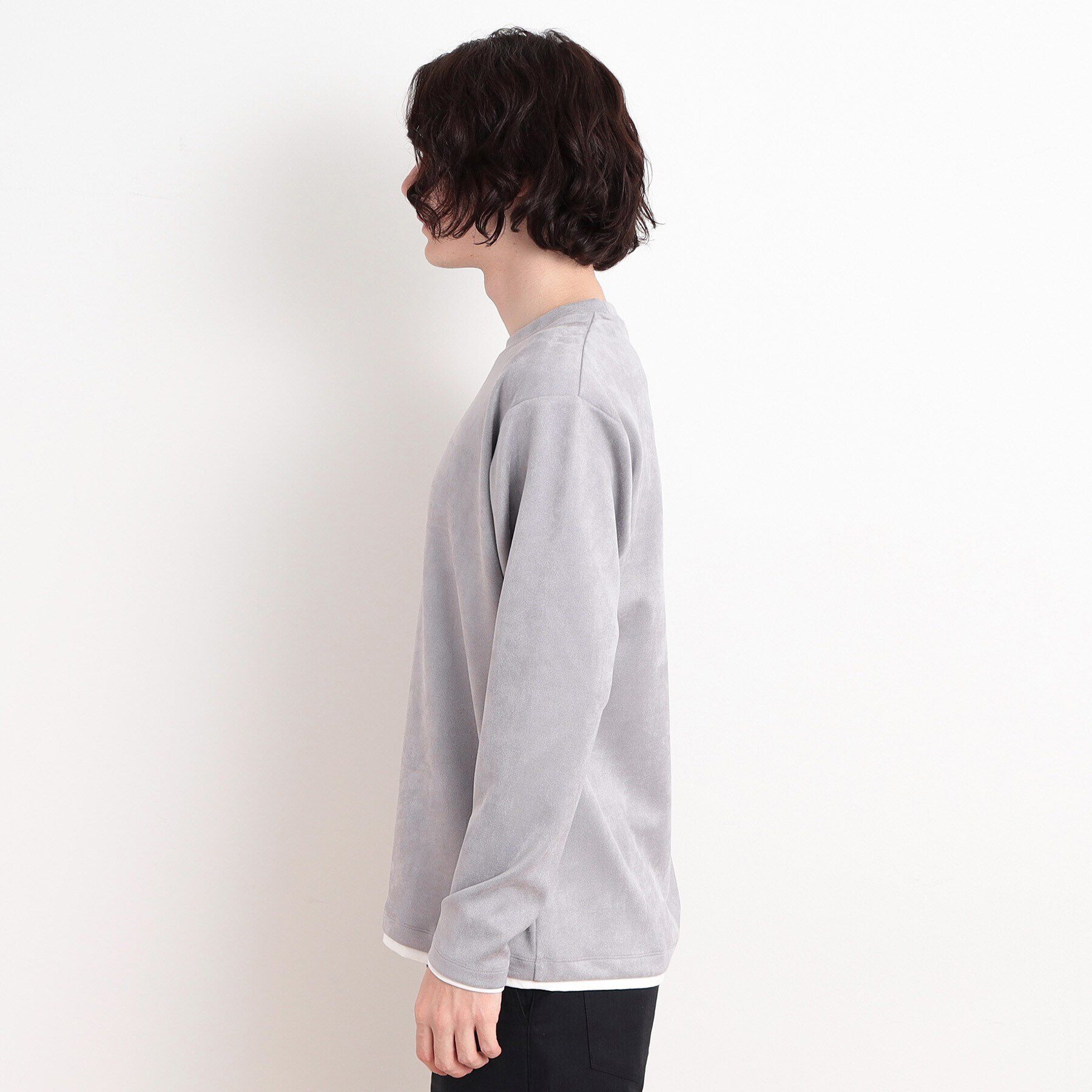 THE SHOP TK「スウェードタッチフェイクレイヤードプルオーバー」|Tシャツ・カットソー|