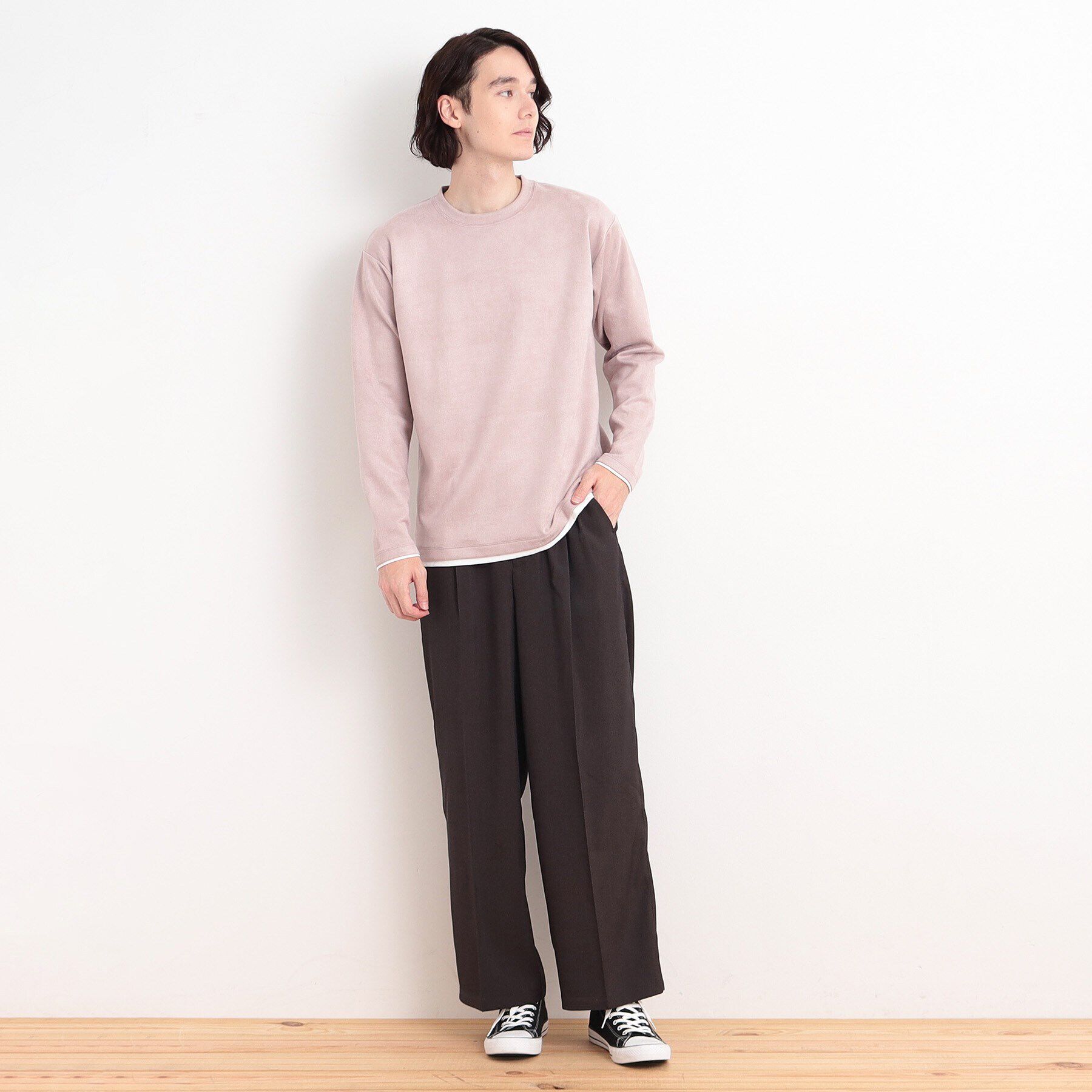 THE SHOP TK「スウェードタッチフェイクレイヤードプルオーバー」|Tシャツ・カットソー|