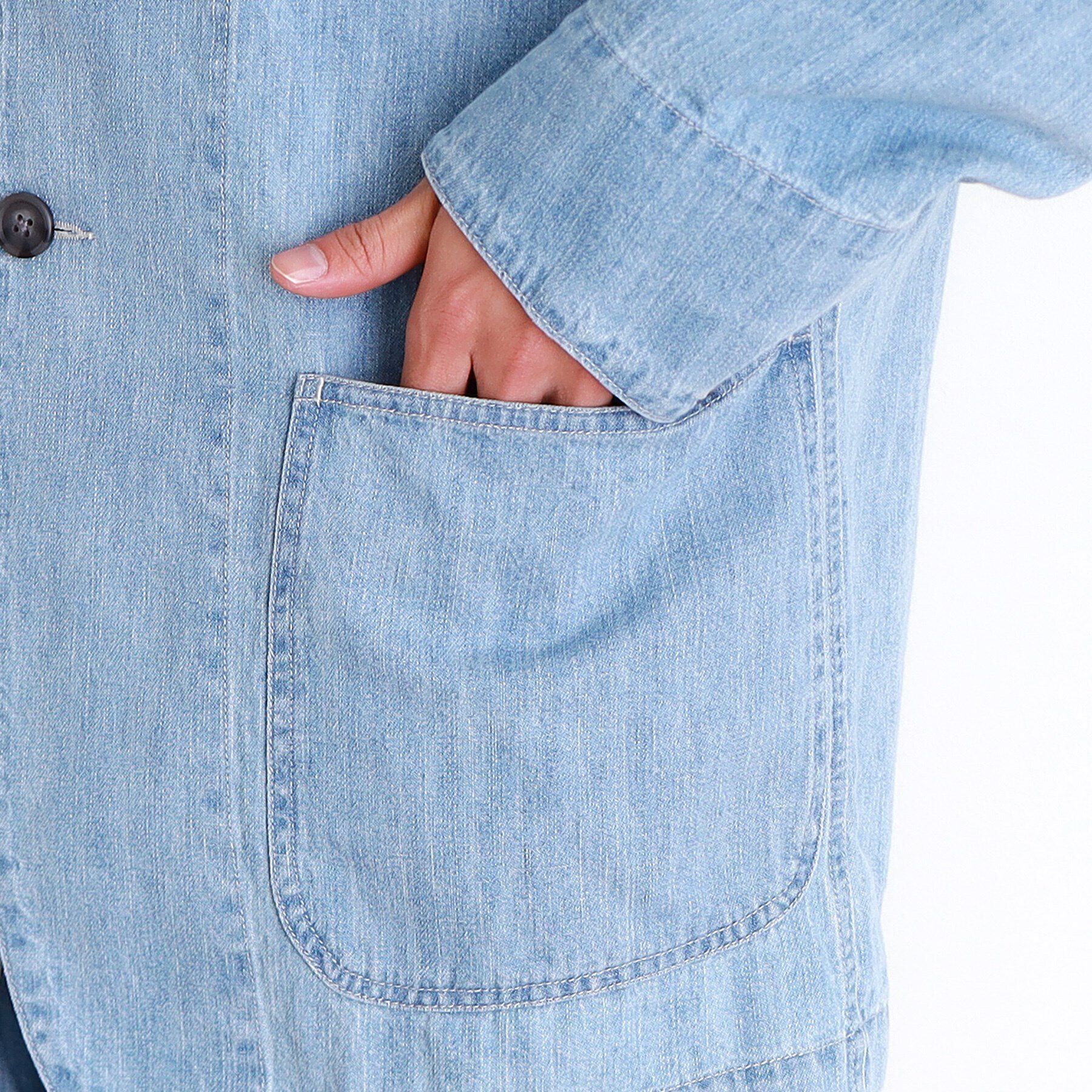 THE SHOP TK「綿麻デニムカバーオール　セットアップ可」|ブルゾン・スタジャン|