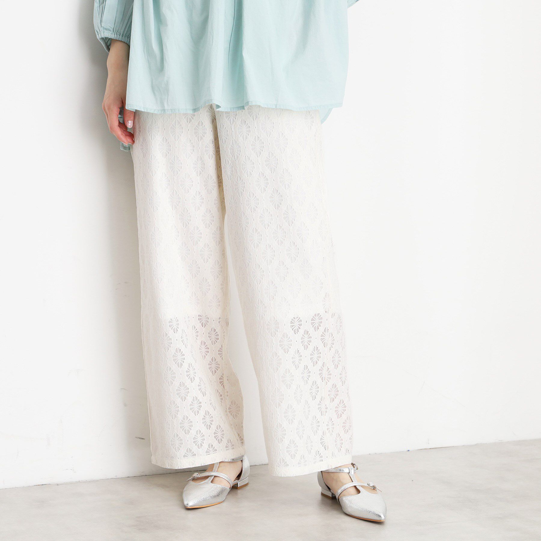 THE SHOP TK「レースワイドパンツ【洗濯機OK】」|その他|オフホワイト(003
