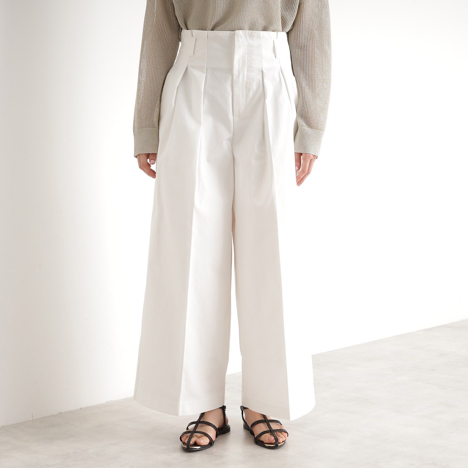 THE SHOP TK「ハイウエストタックワイドパンツ【洗える】」|その他|