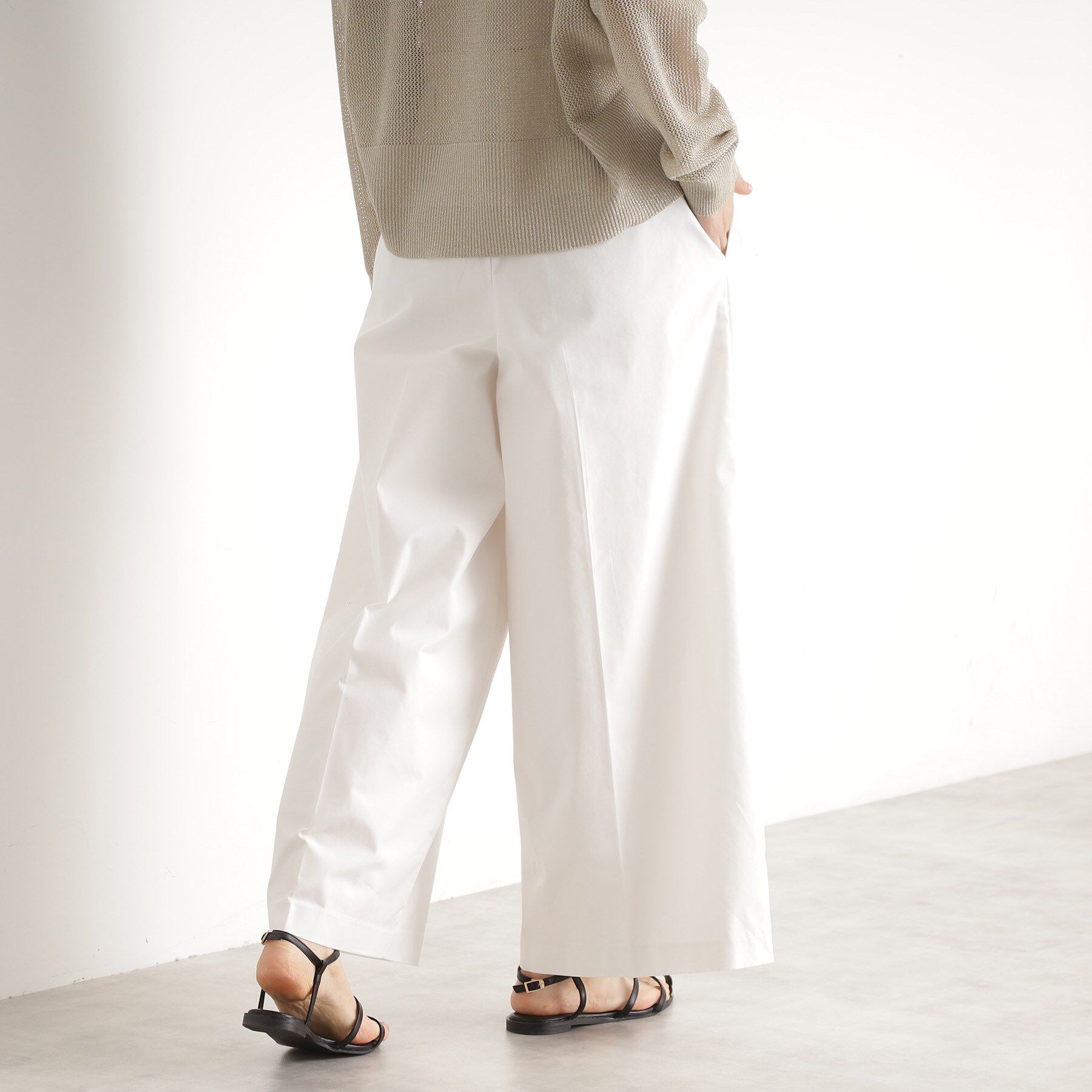 THE SHOP TK「ハイウエストタックワイドパンツ【洗える】」|その他|