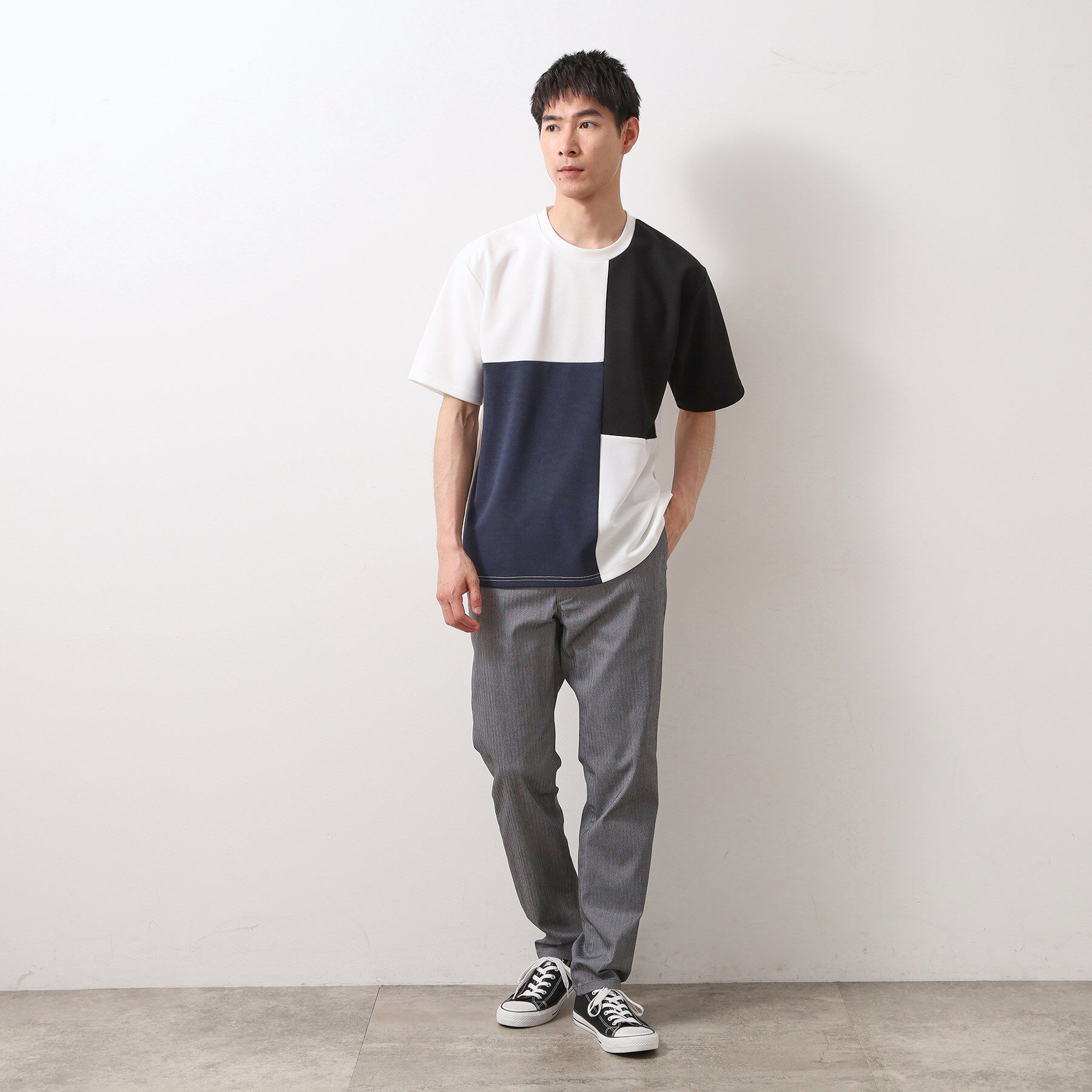 THE SHOP TK「ツイルブロッキング半袖Tシャツ」|Tシャツ・カットソー|