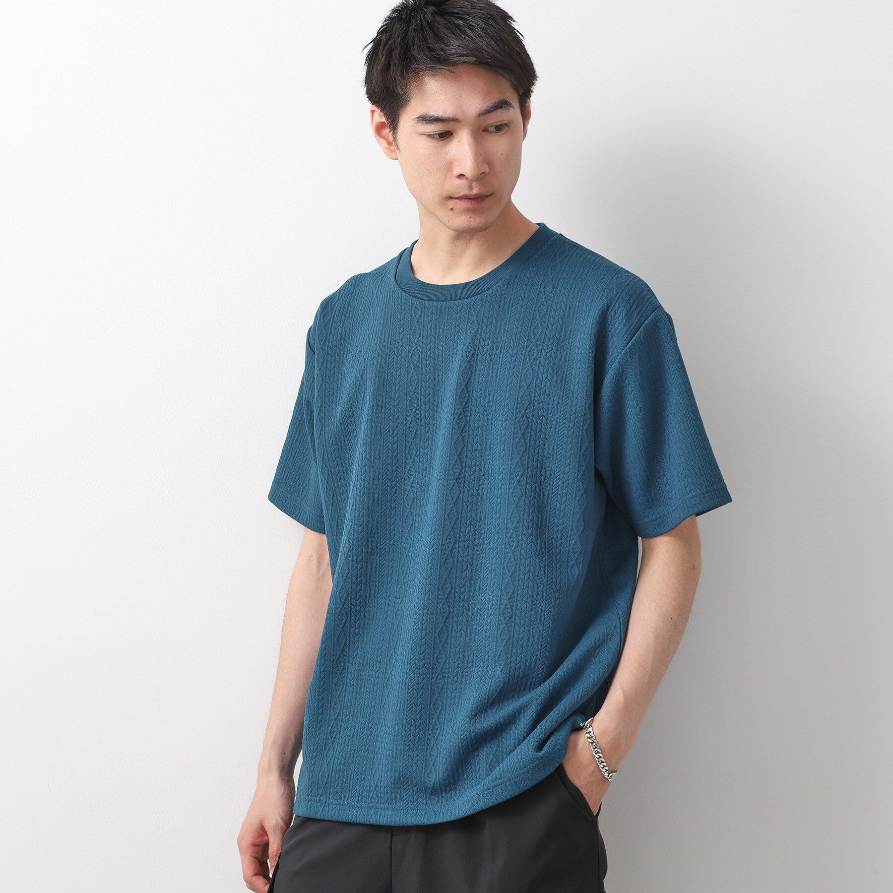 THE SHOP TK「ライトフクレジャカード半袖Tシャツ 洗濯機OK」|Tシャツ・カットソー|ブルーグリーン(09