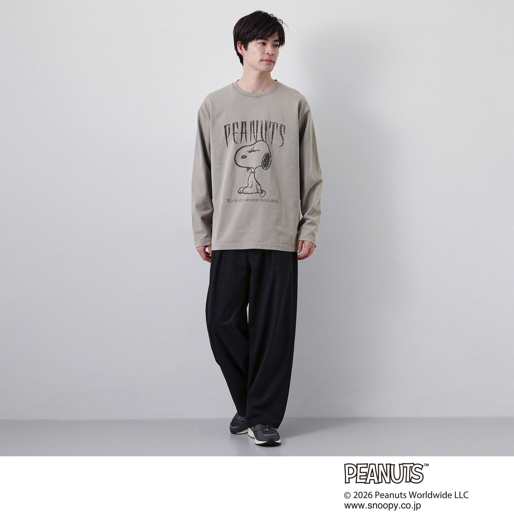 THE SHOP TK「PEANUTS ／ ピーナッツ スヌーピー ヴィンテージ風プリント長袖Tシャツ」|Tシャツ・カットソー|
