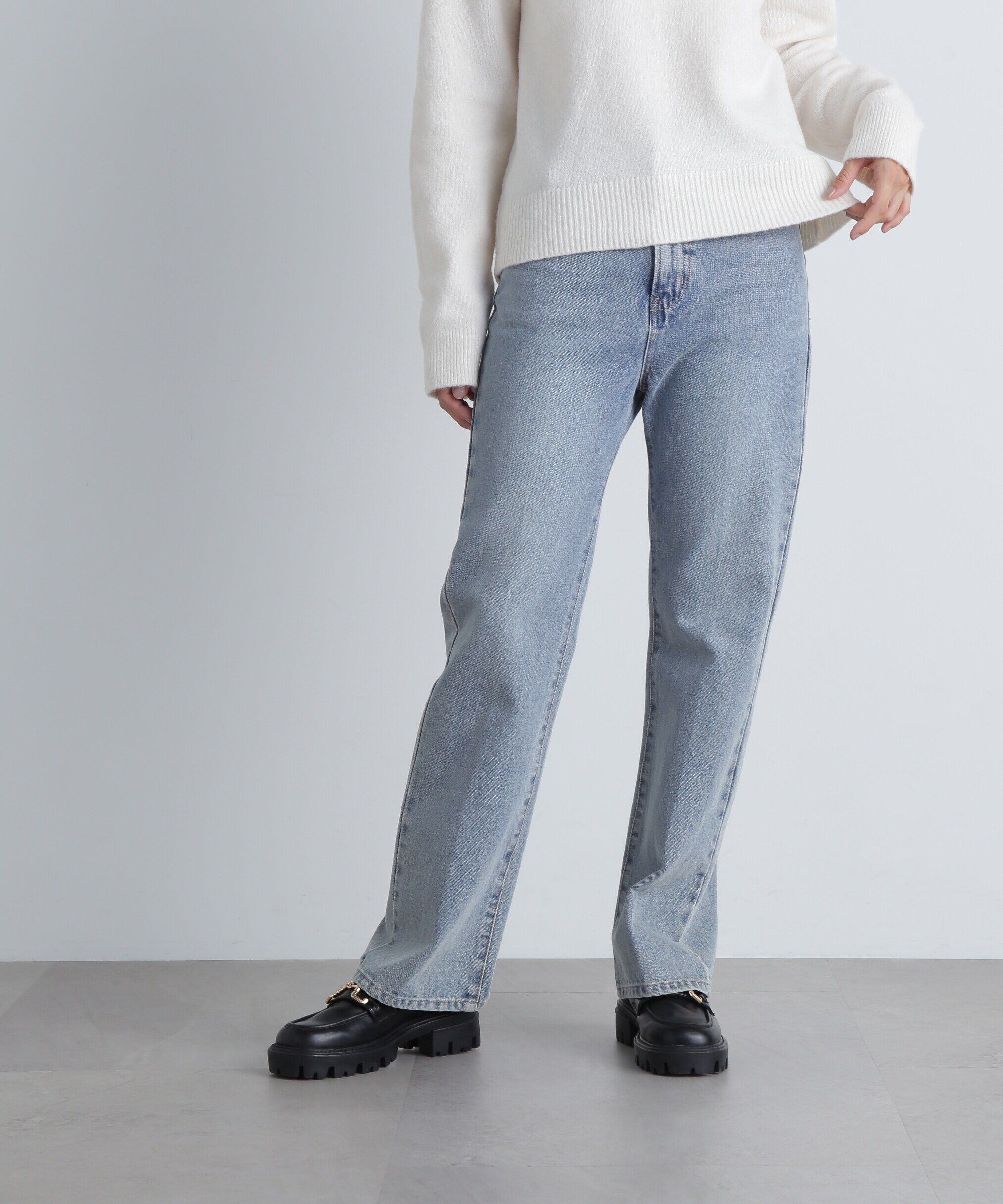  「ナチュラルフレアデニムパンツ」|その他|ライトブルー