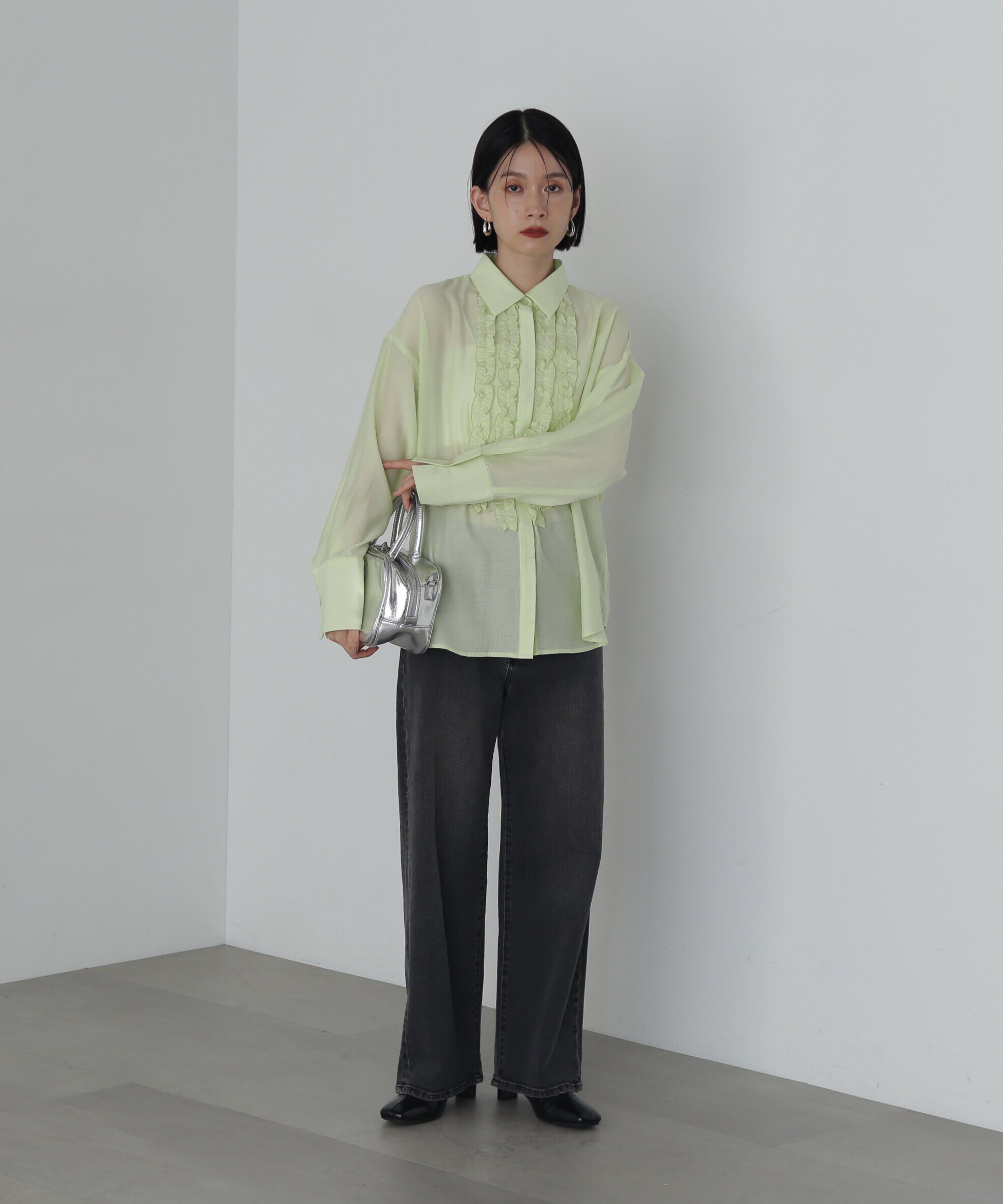  「フリルフロントシアーシャツ」|シャツ・ブラウス|