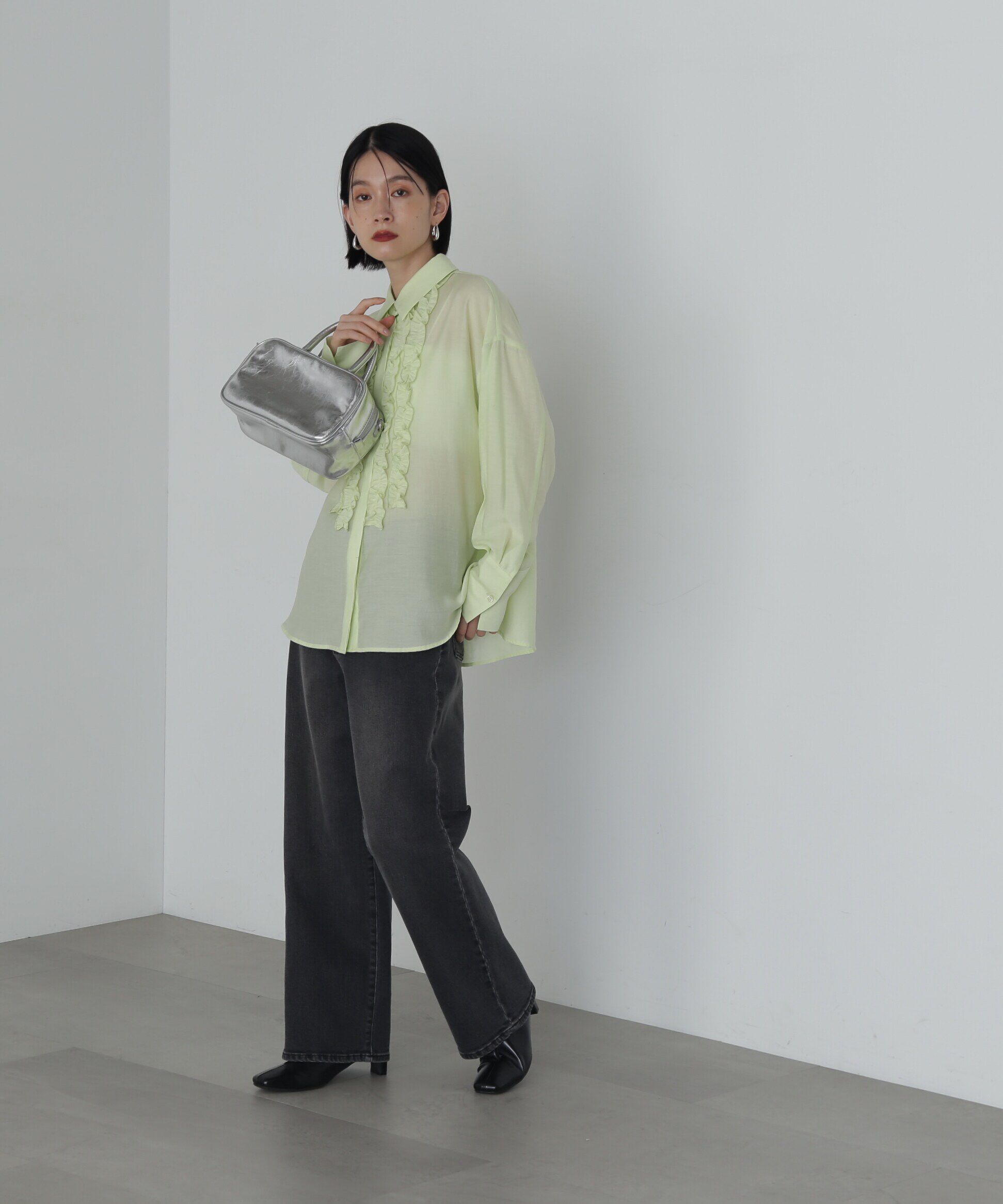  「フリルフロントシアーシャツ」|シャツ・ブラウス|