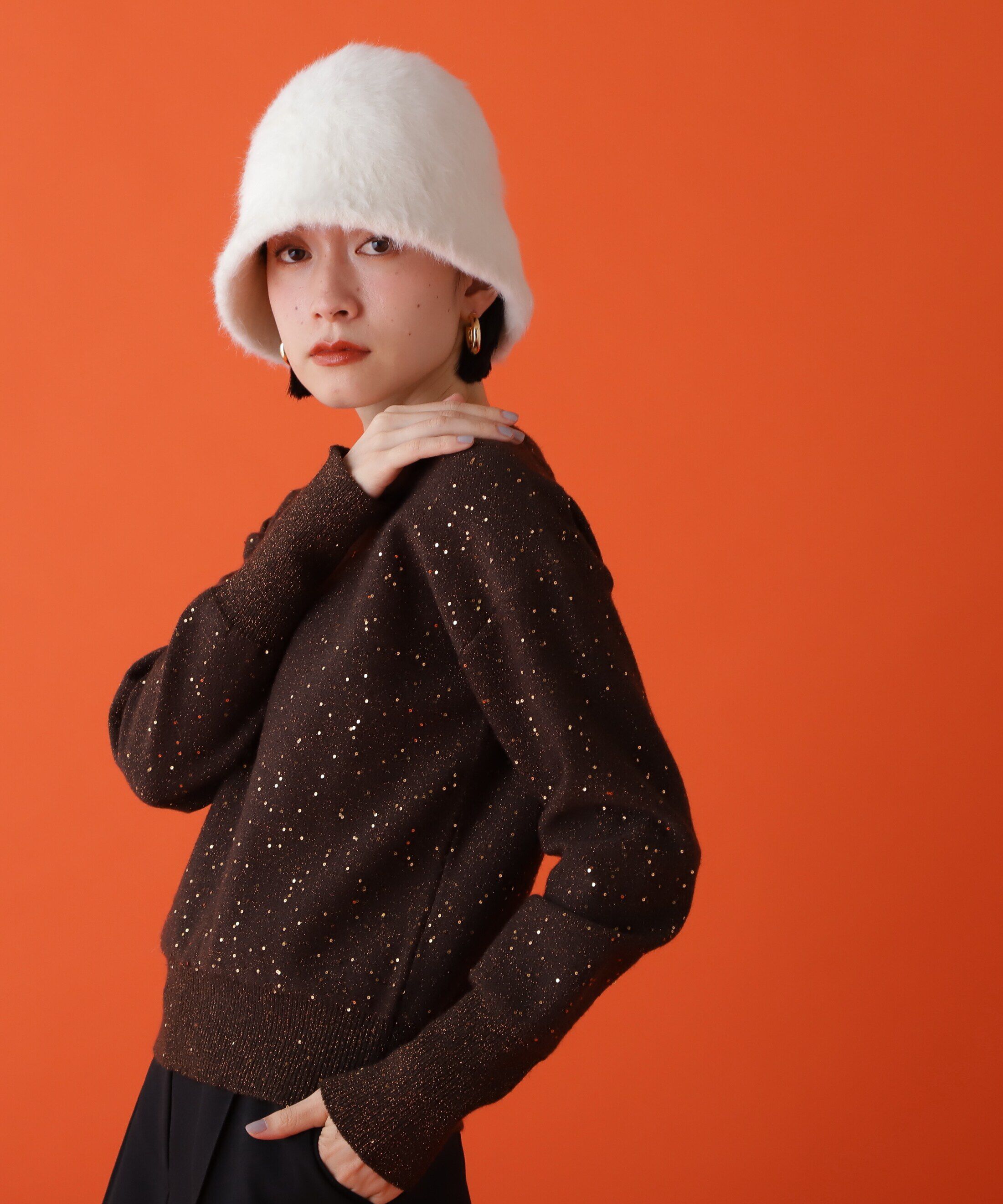  「スパンコールニット」|ニット・セーター|ブラウン