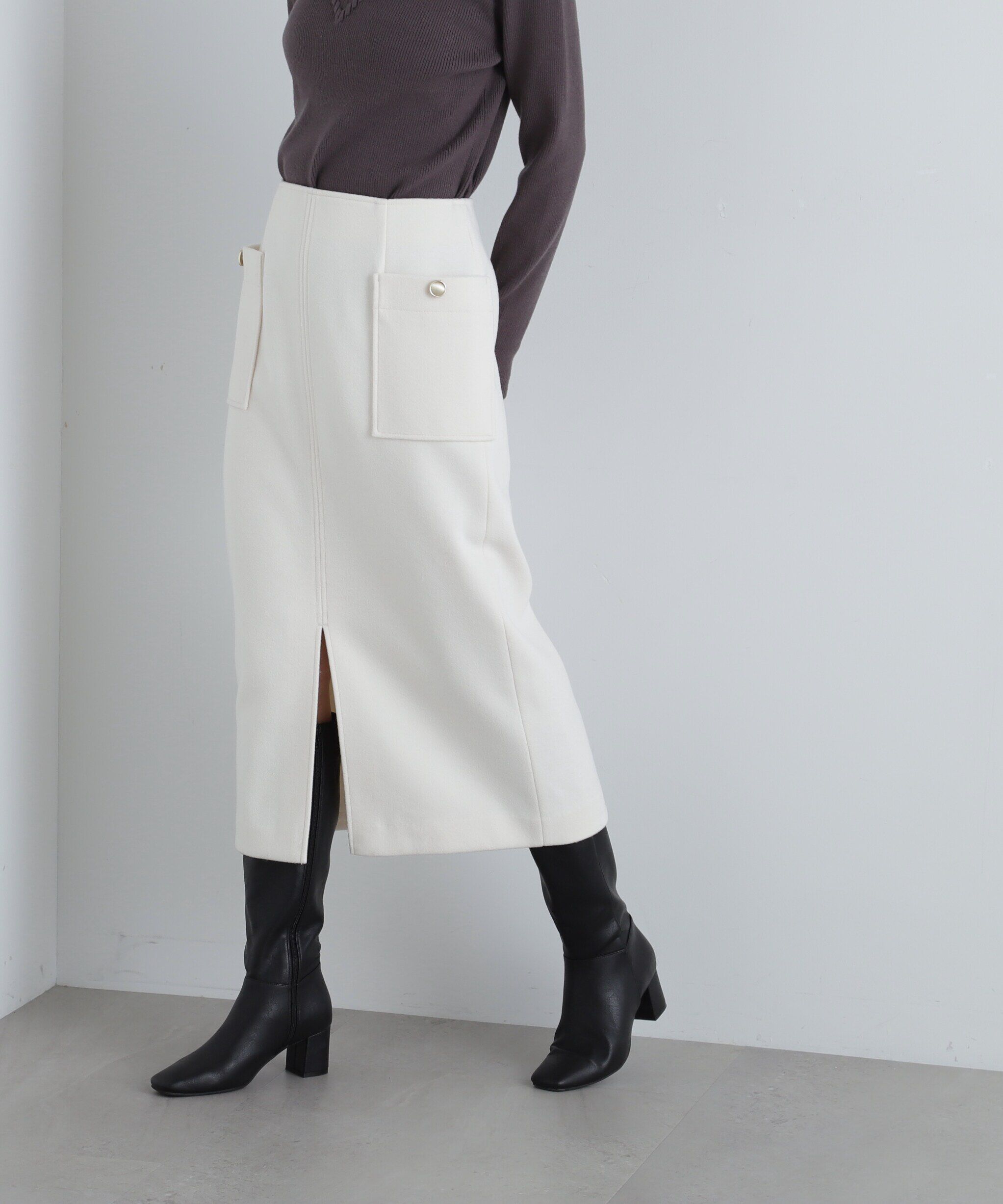  「起毛ポケットストレートスカート」|スカート|