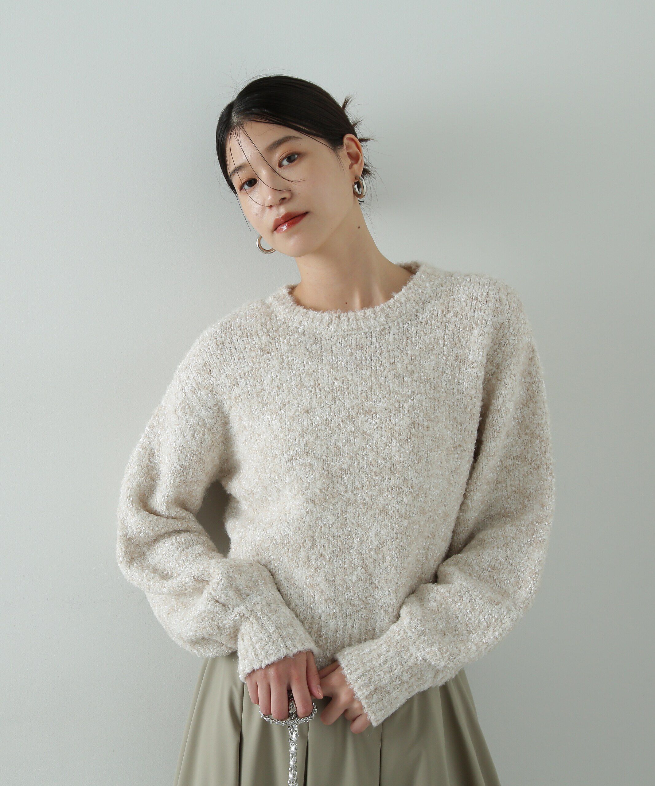  「テープヤーンMIXショートニット」|ニット・セーター|ベージュ