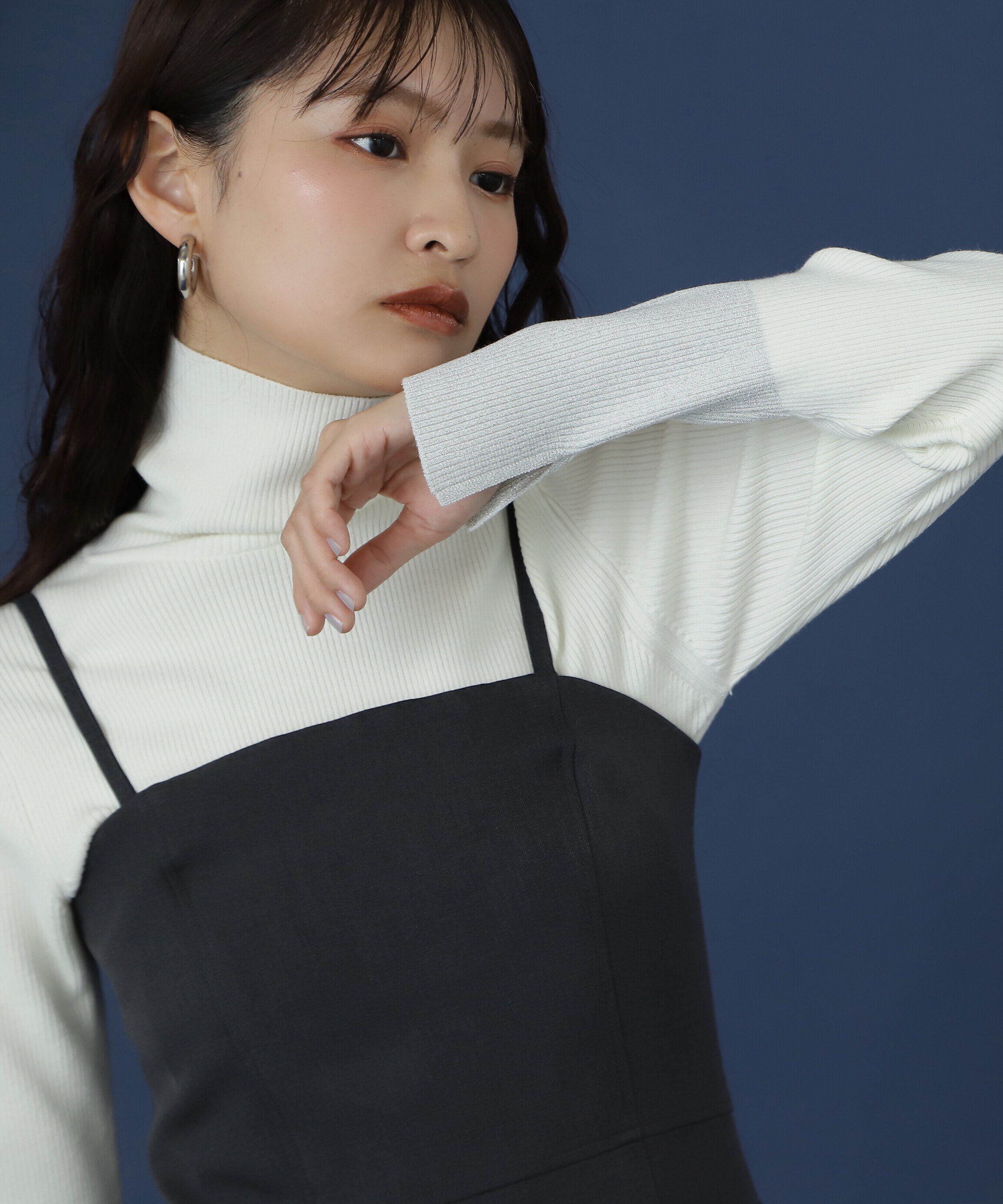  「タートルネックスリットリブニット」|ニット・セーター|