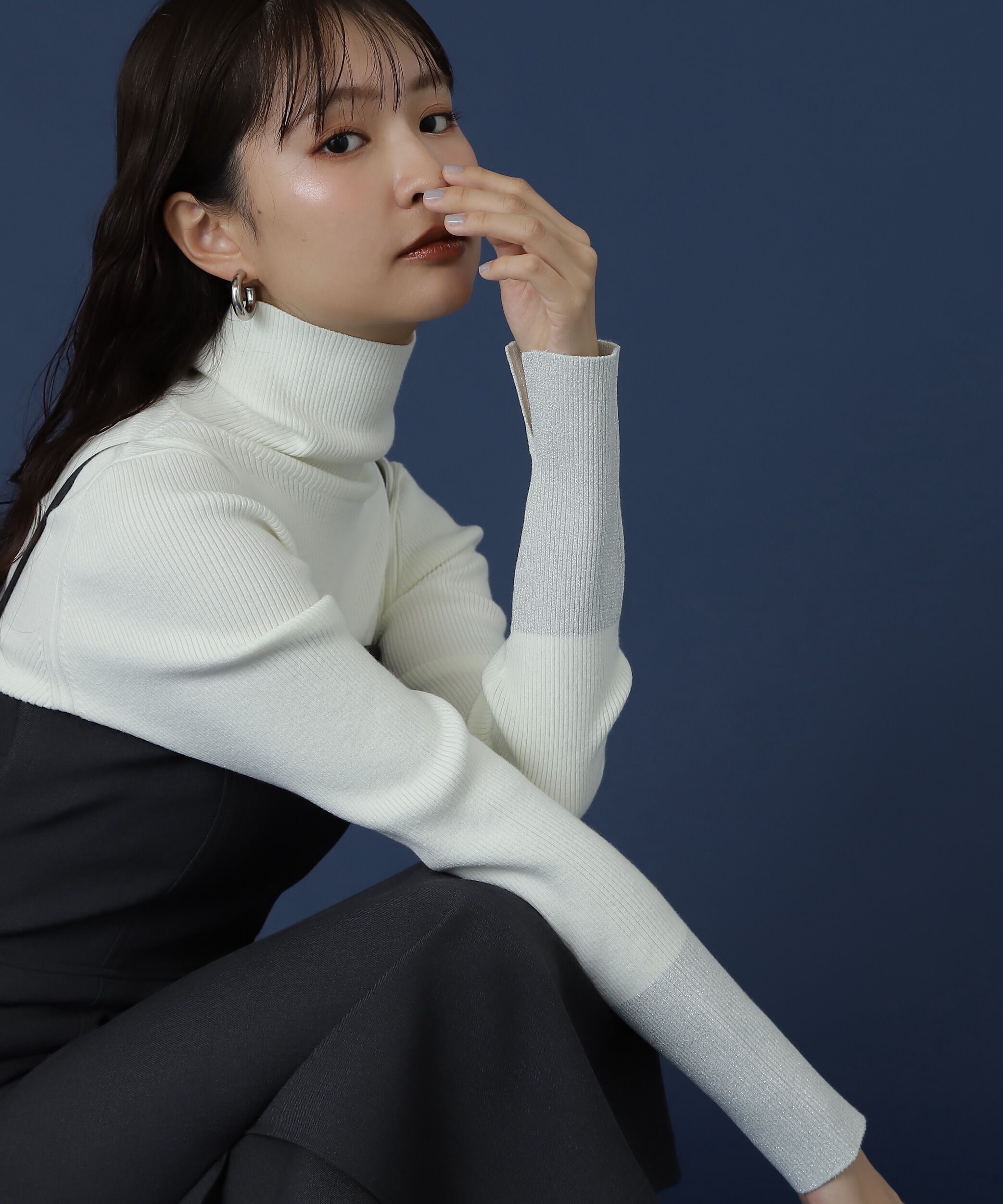  「タートルネックスリットリブニット」|ニット・セーター|