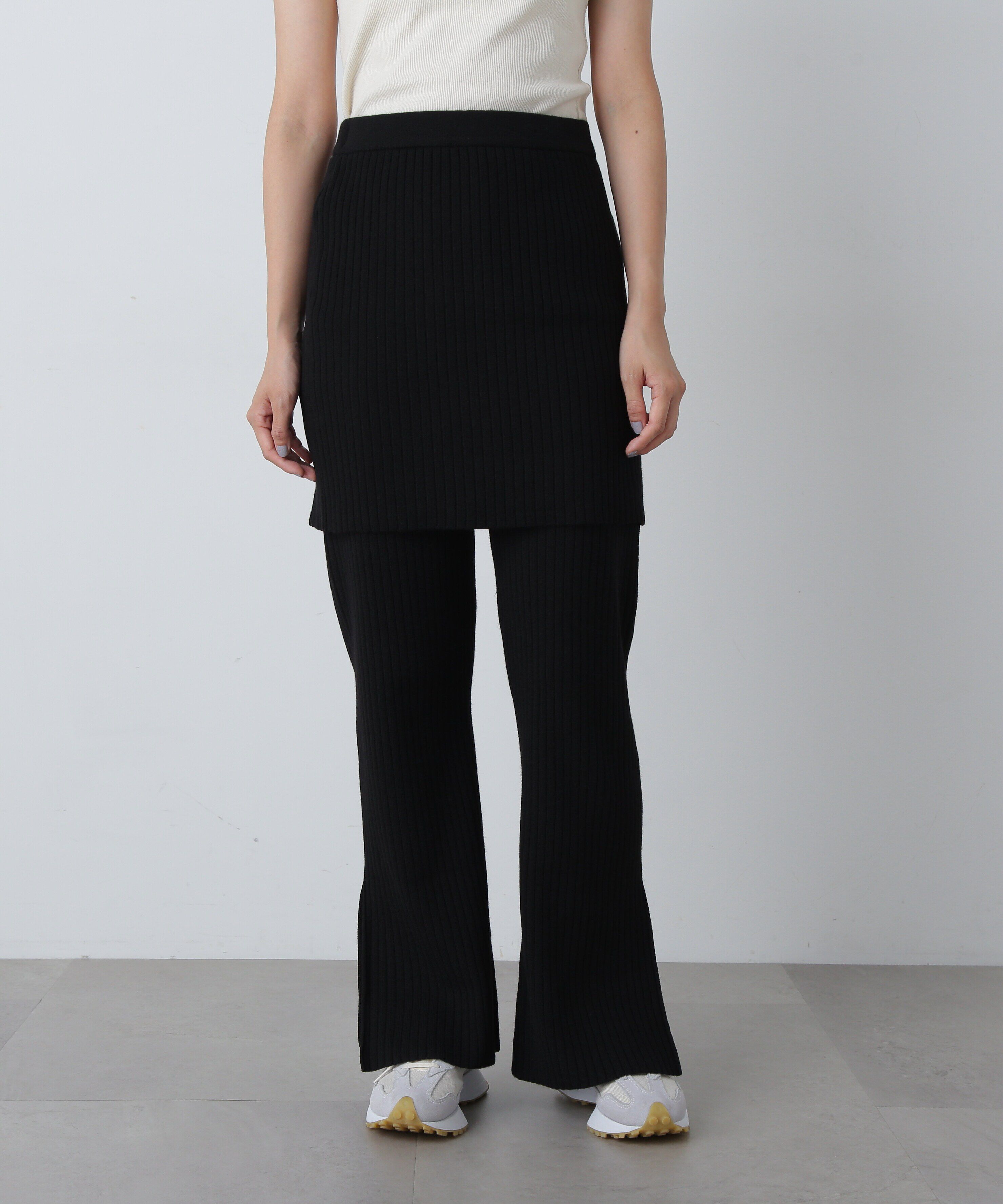  「ワイドリブニットスカートパンツセット」|その他|