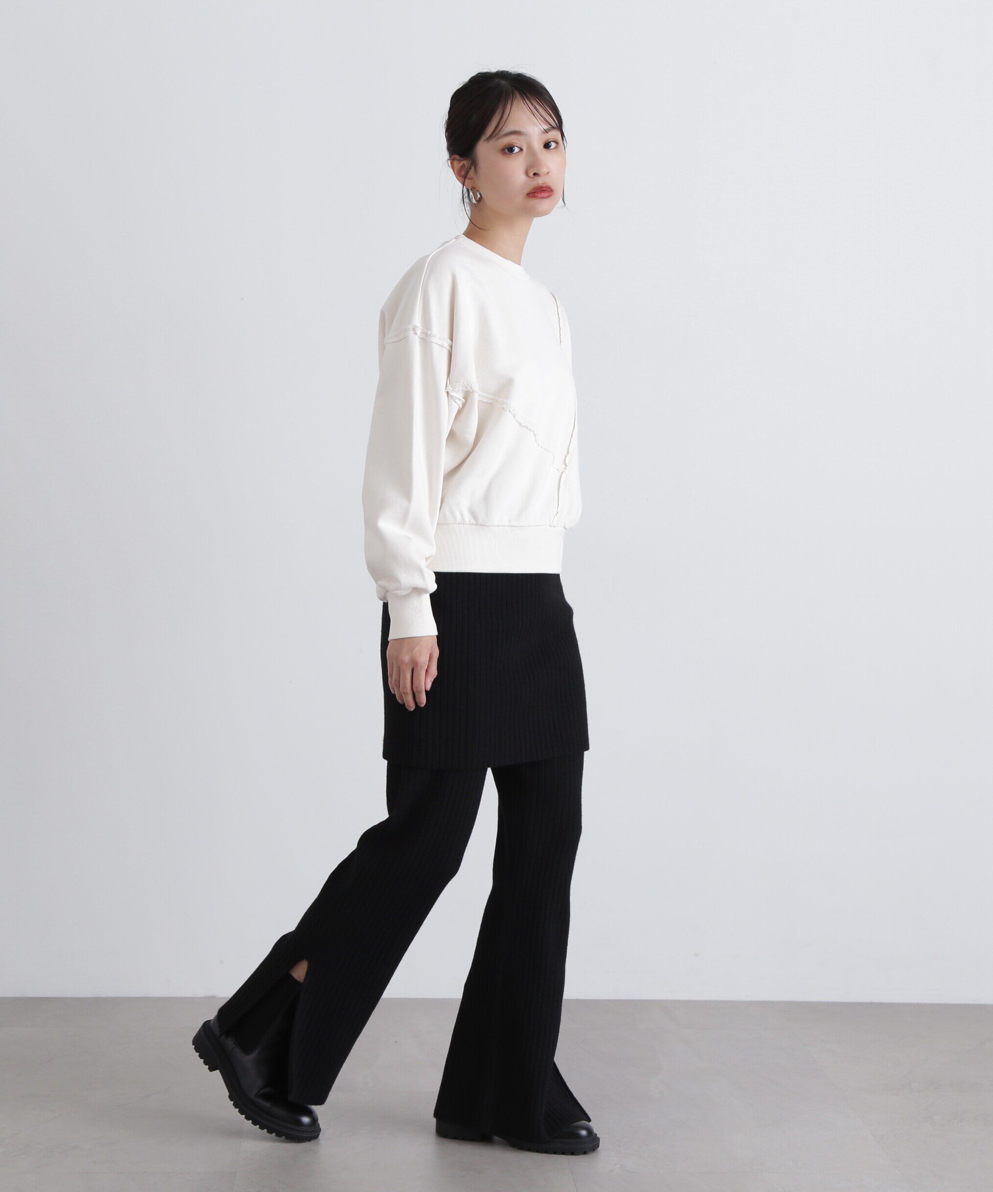  「ワイドリブニットスカートパンツセット」|その他|