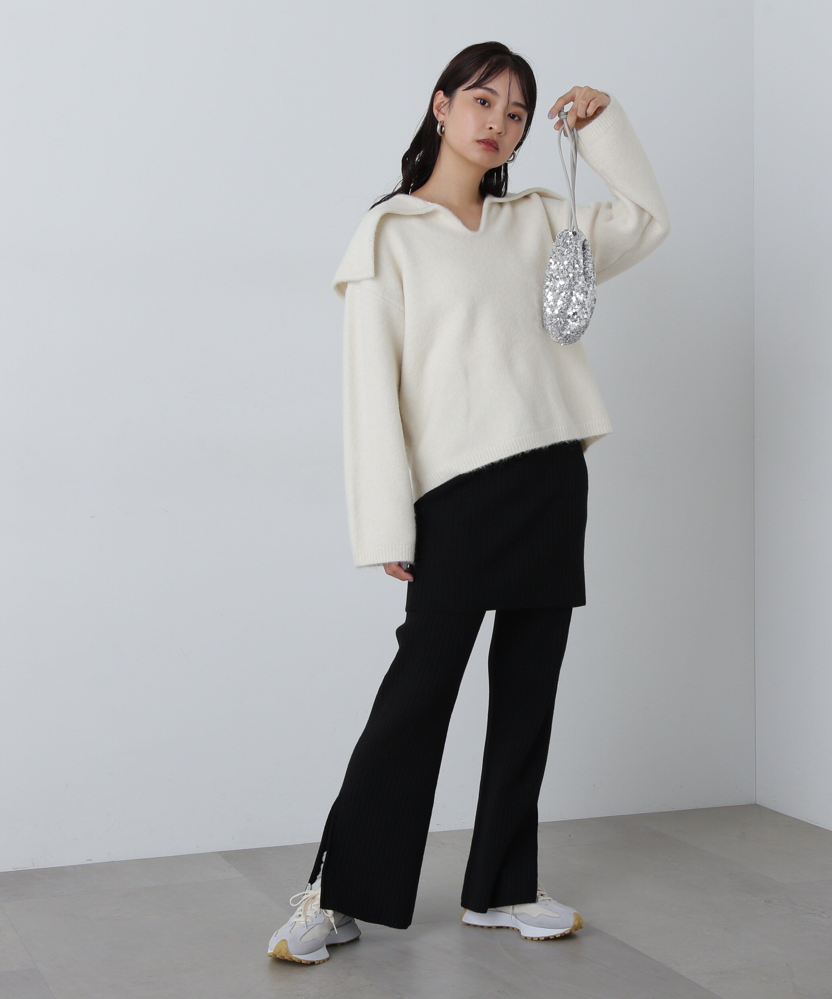  「ワイドリブニットスカートパンツセット」|その他|