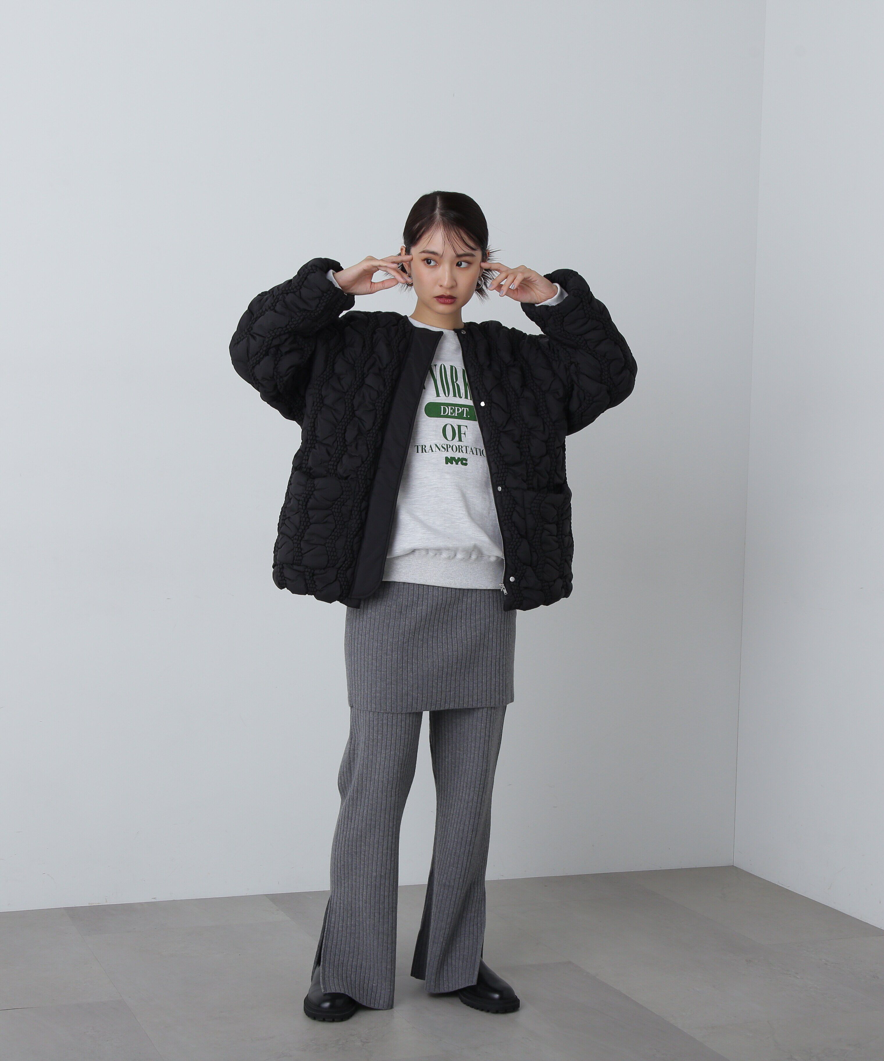  「ワイドリブニットスカートパンツセット」|その他|