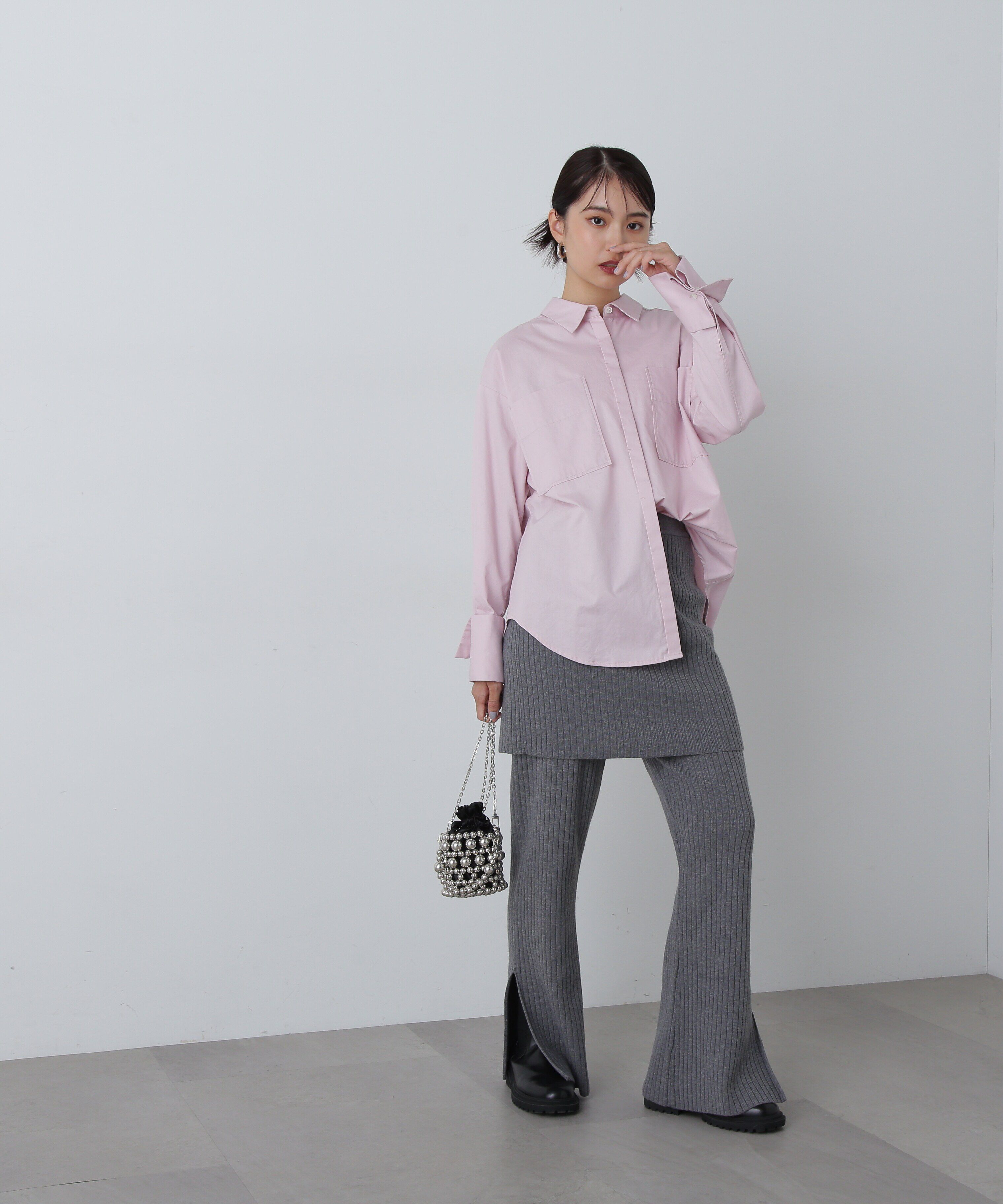  「ワイドリブニットスカートパンツセット」|その他|