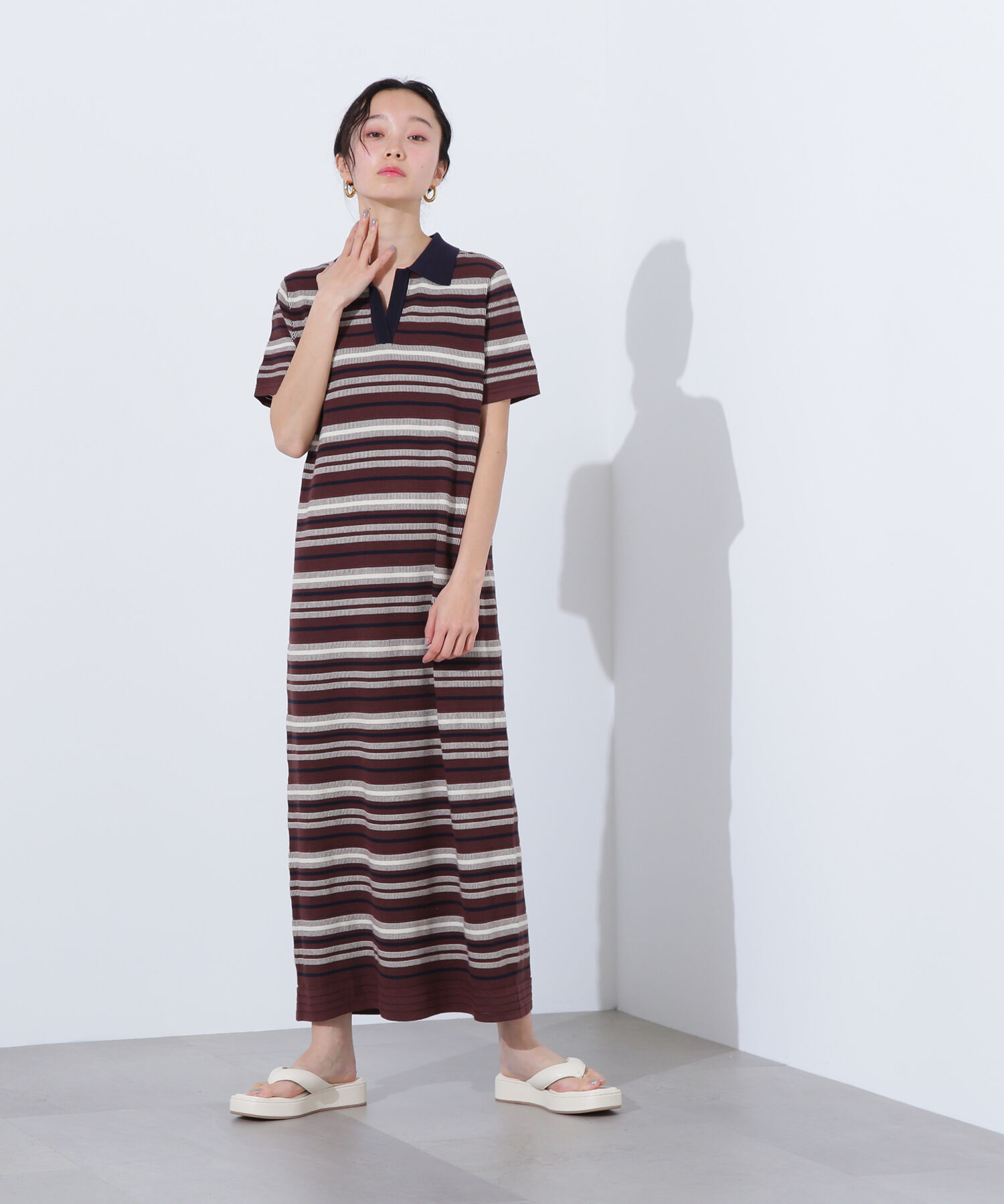  「マルチボーダーポロニットワンピース」|ワンピース|