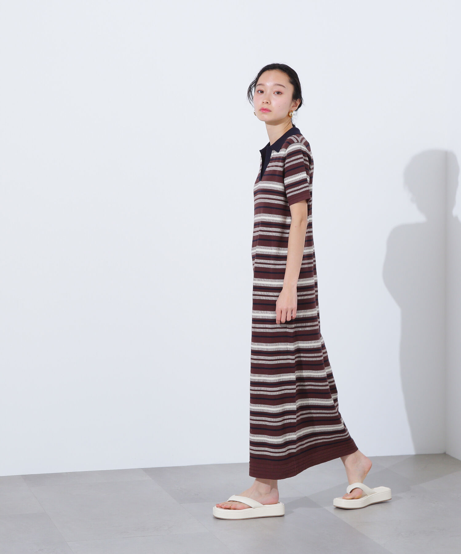  「マルチボーダーポロニットワンピース」|ワンピース|