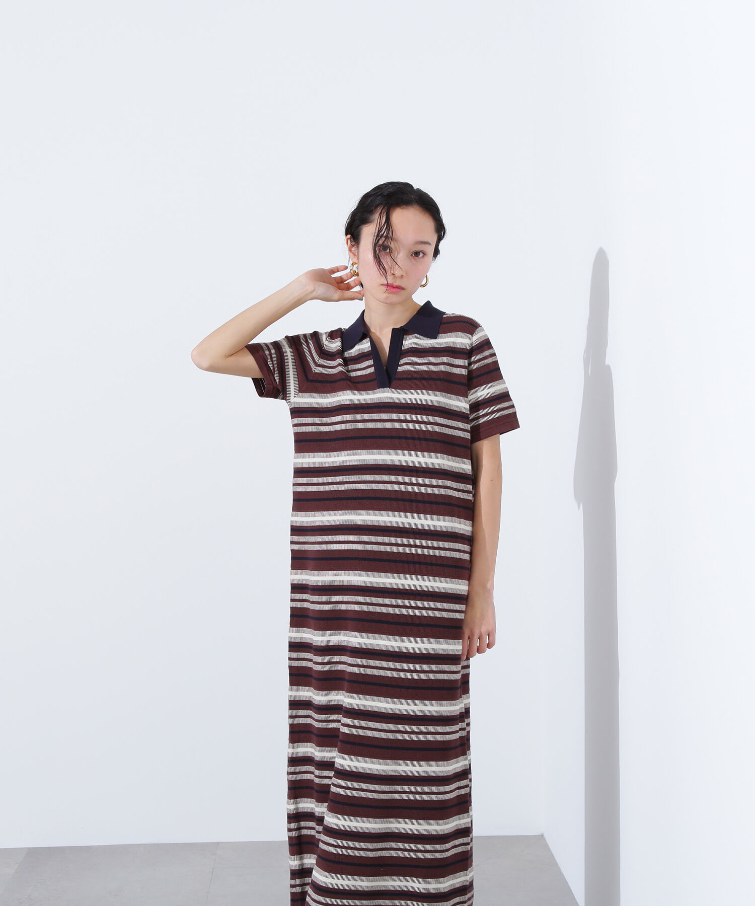  「マルチボーダーポロニットワンピース」|ワンピース|