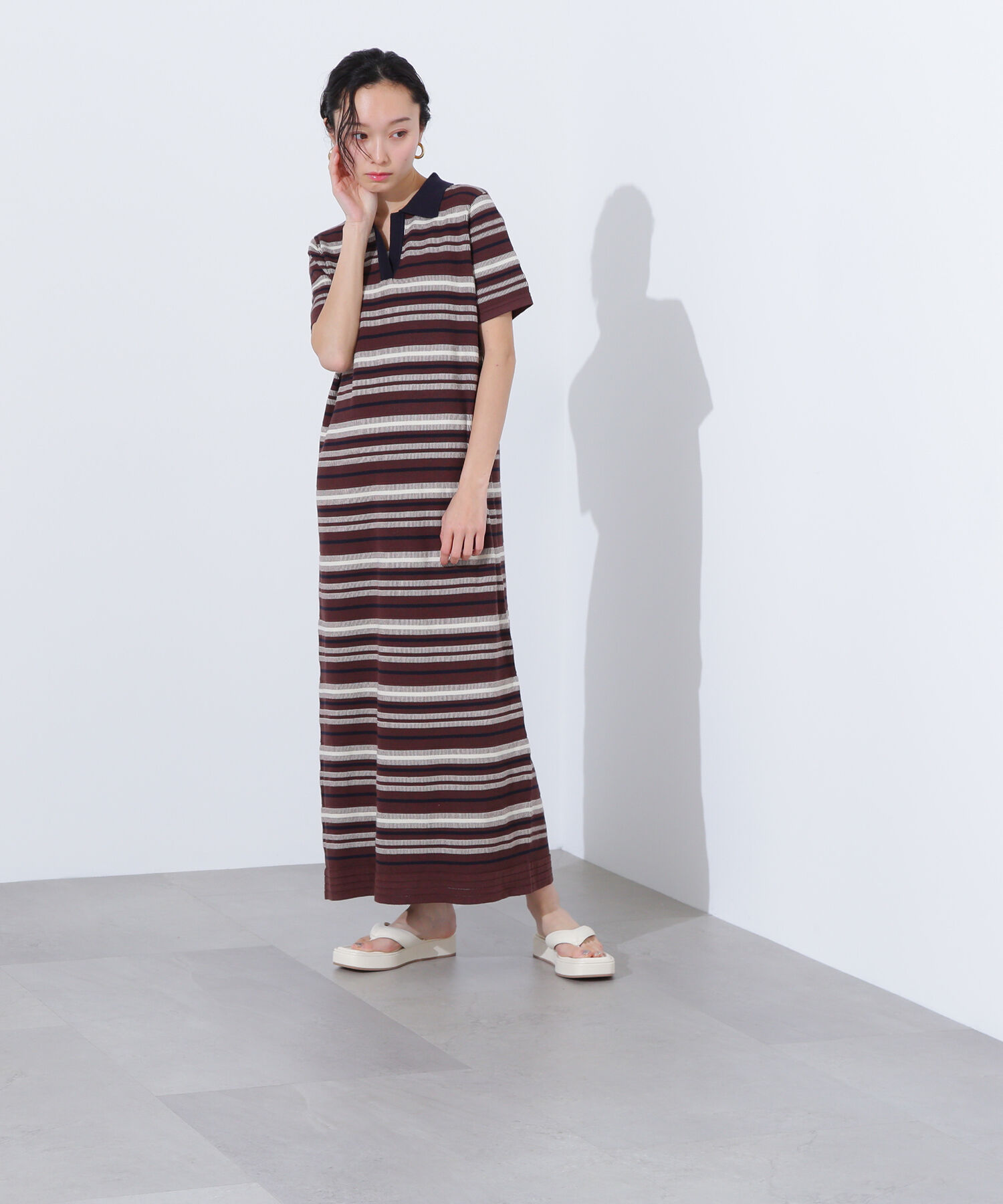  「マルチボーダーポロニットワンピース」|ワンピース|
