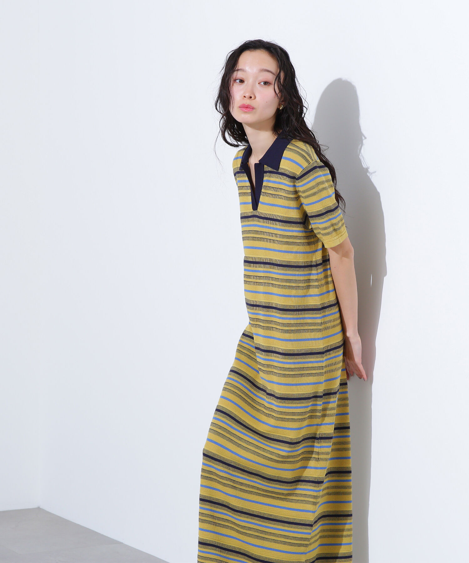  「マルチボーダーポロニットワンピース」|ワンピース|