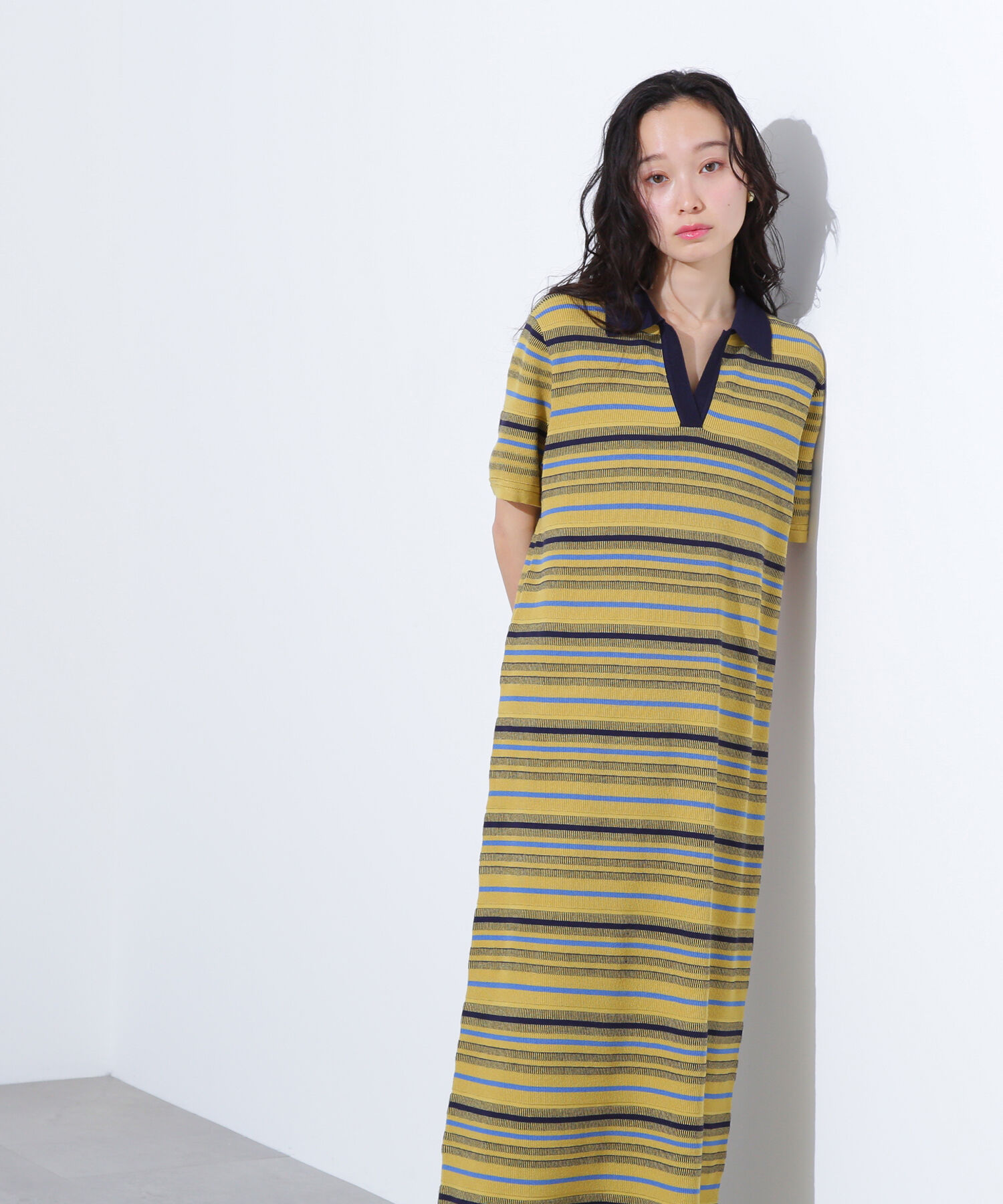  「マルチボーダーポロニットワンピース」|ワンピース|