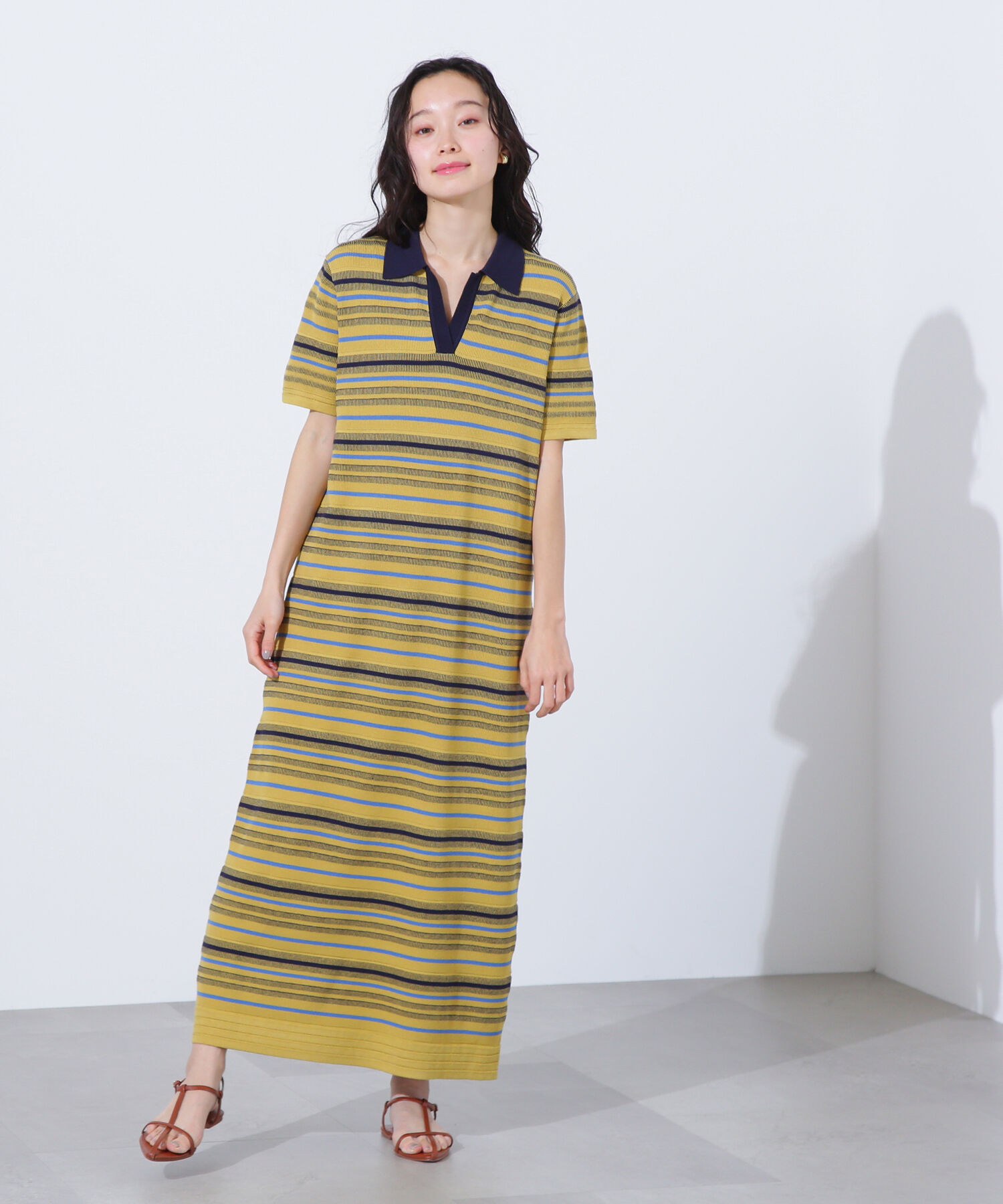  「マルチボーダーポロニットワンピース」|ワンピース|