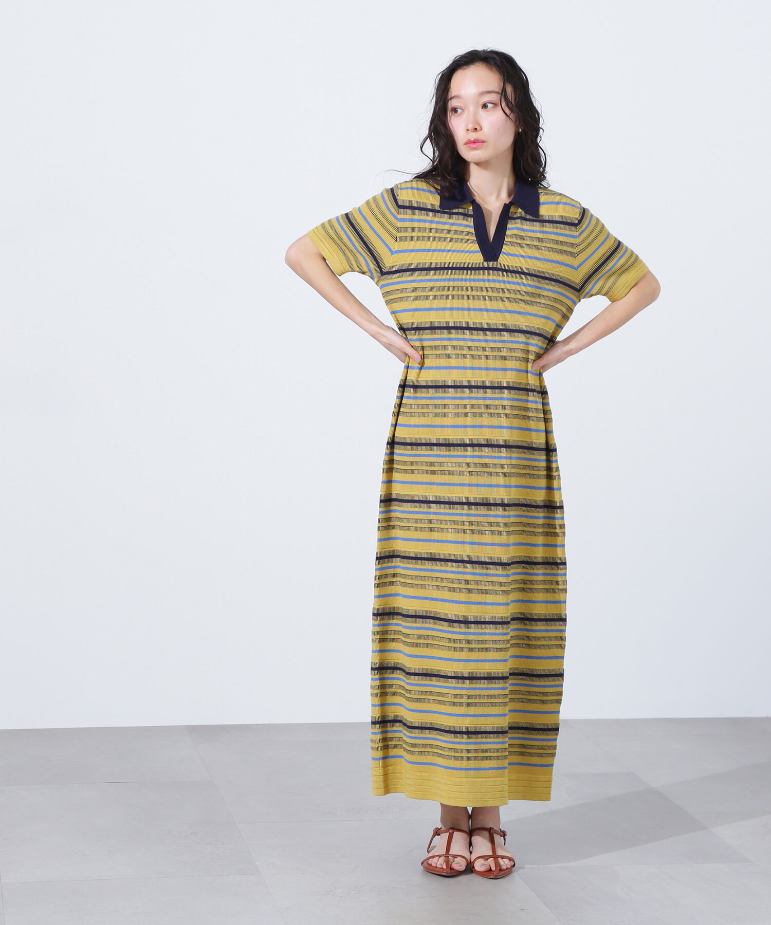  「マルチボーダーポロニットワンピース」|ワンピース|