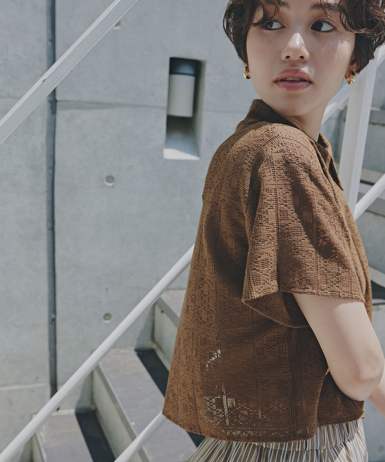  「クロップドレースシャツ」|シャツ・ブラウス|