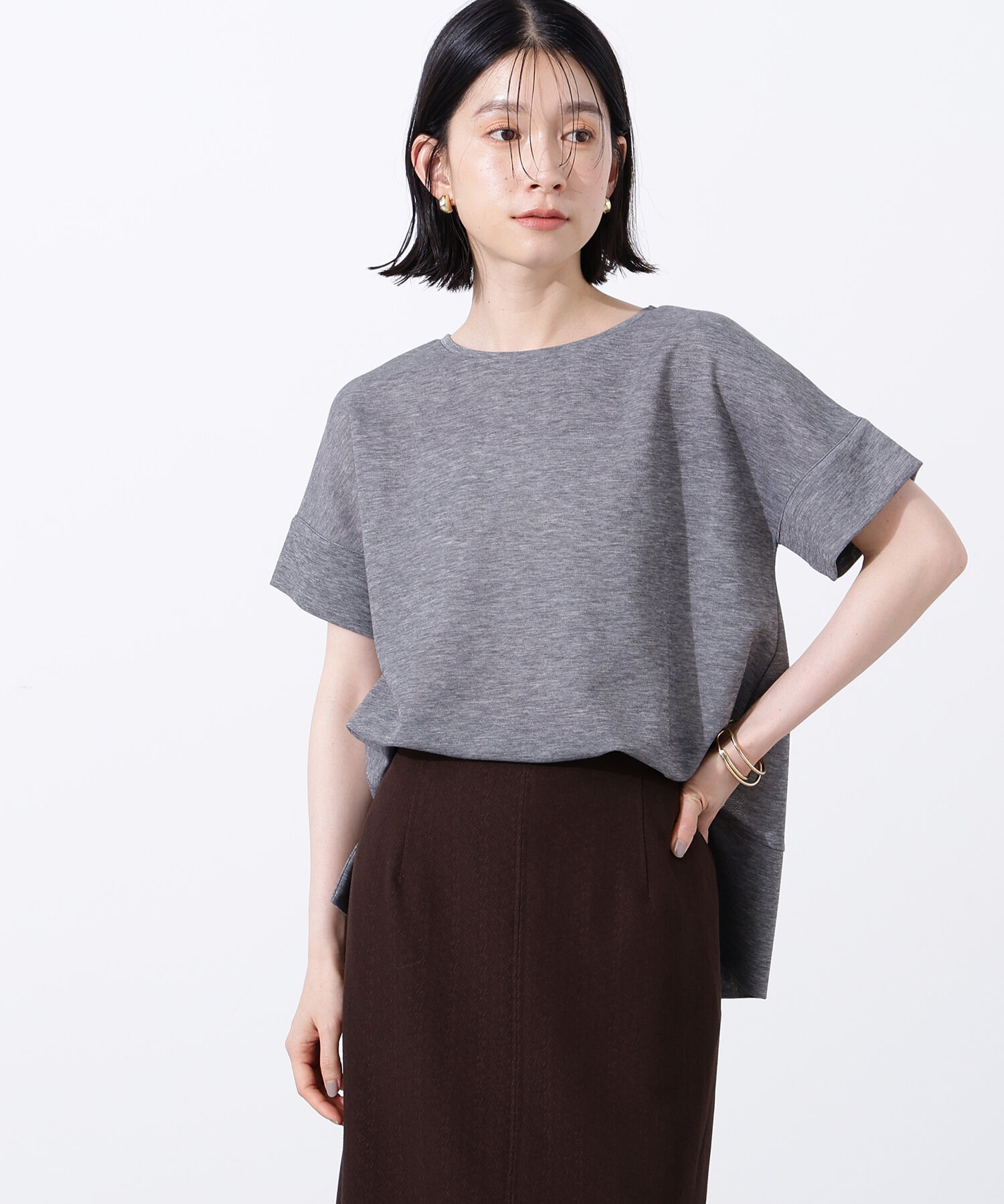  「シアーボクシーカットソー」|Tシャツ・カットソー|杢グレー2