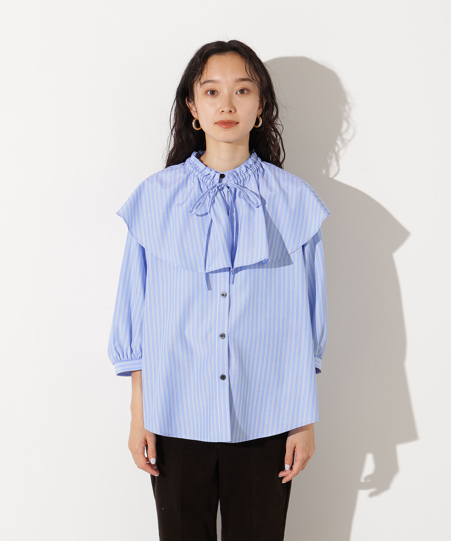  「ﾗｯﾌﾙｶﾗｰｽﾄﾗｲﾌﾟﾌﾞﾗｳｽ《ｲｴﾛｰｽﾄﾗｲﾌﾟ:official sit」|シャツ・ブラウス|