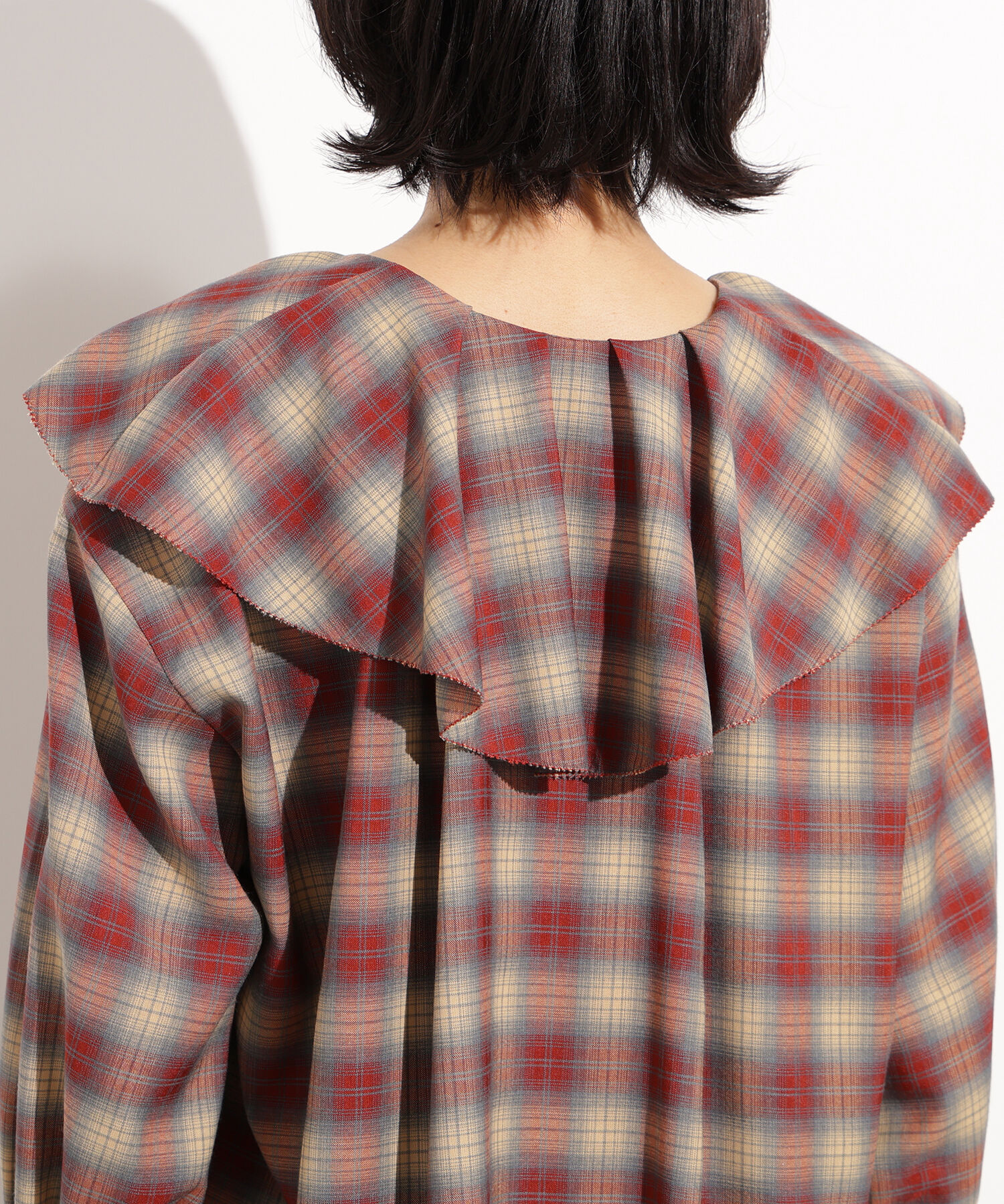  「チェックラッフルブラウス」|シャツ・ブラウス|