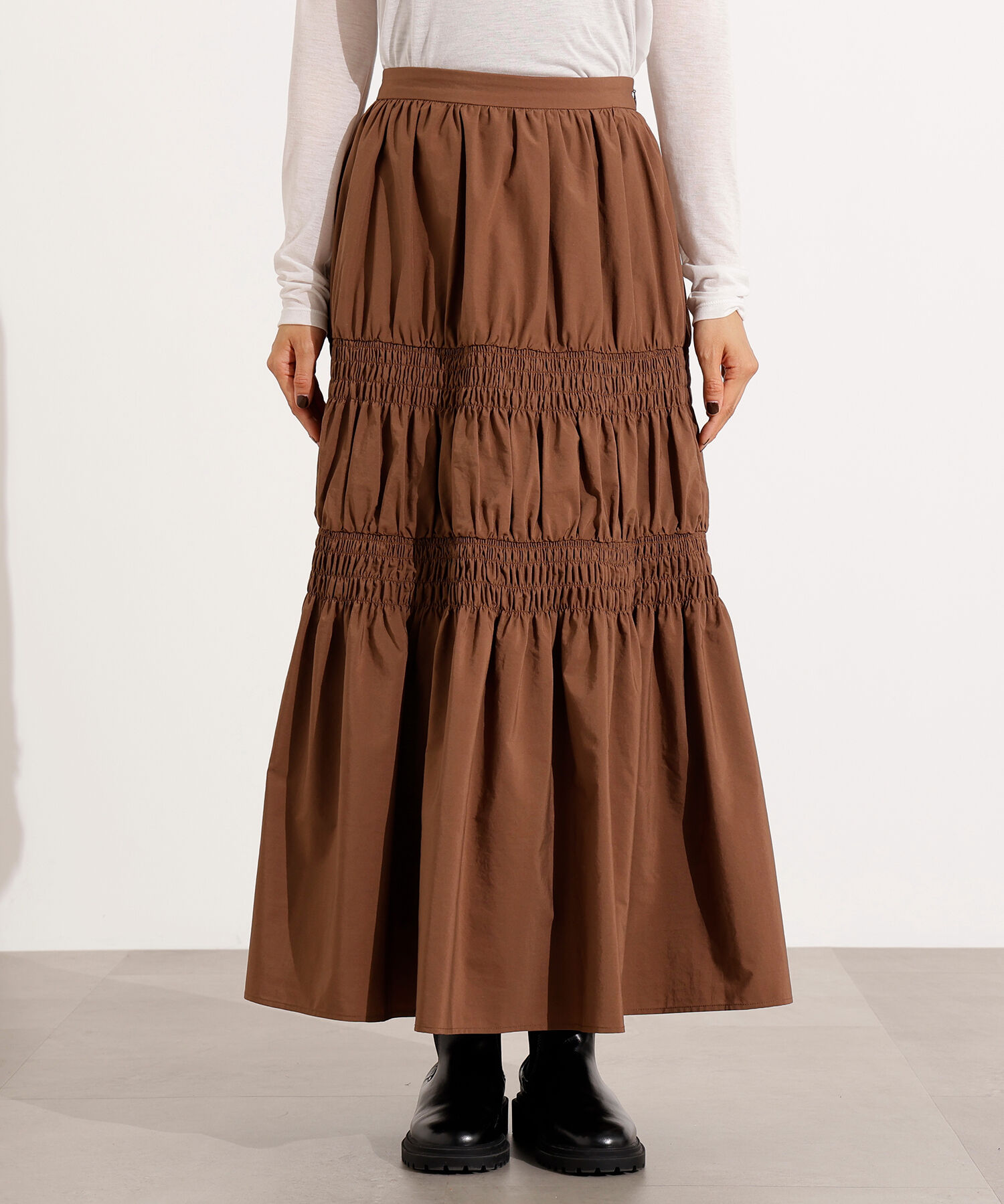  「シャーリングボリュームスカート」|スカート|