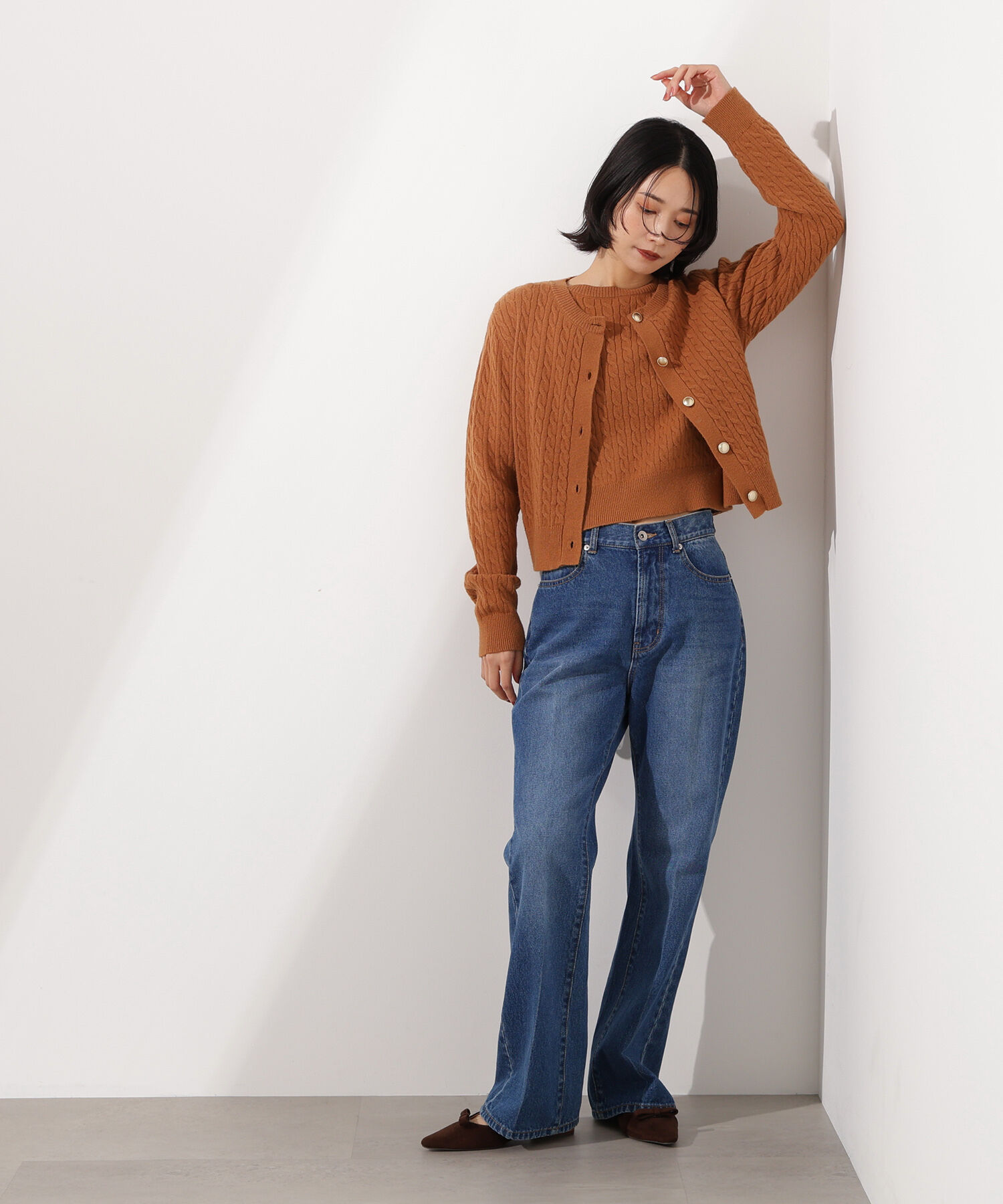  「メタルボタンケーブルアンサンブル」|ニット・セーター|