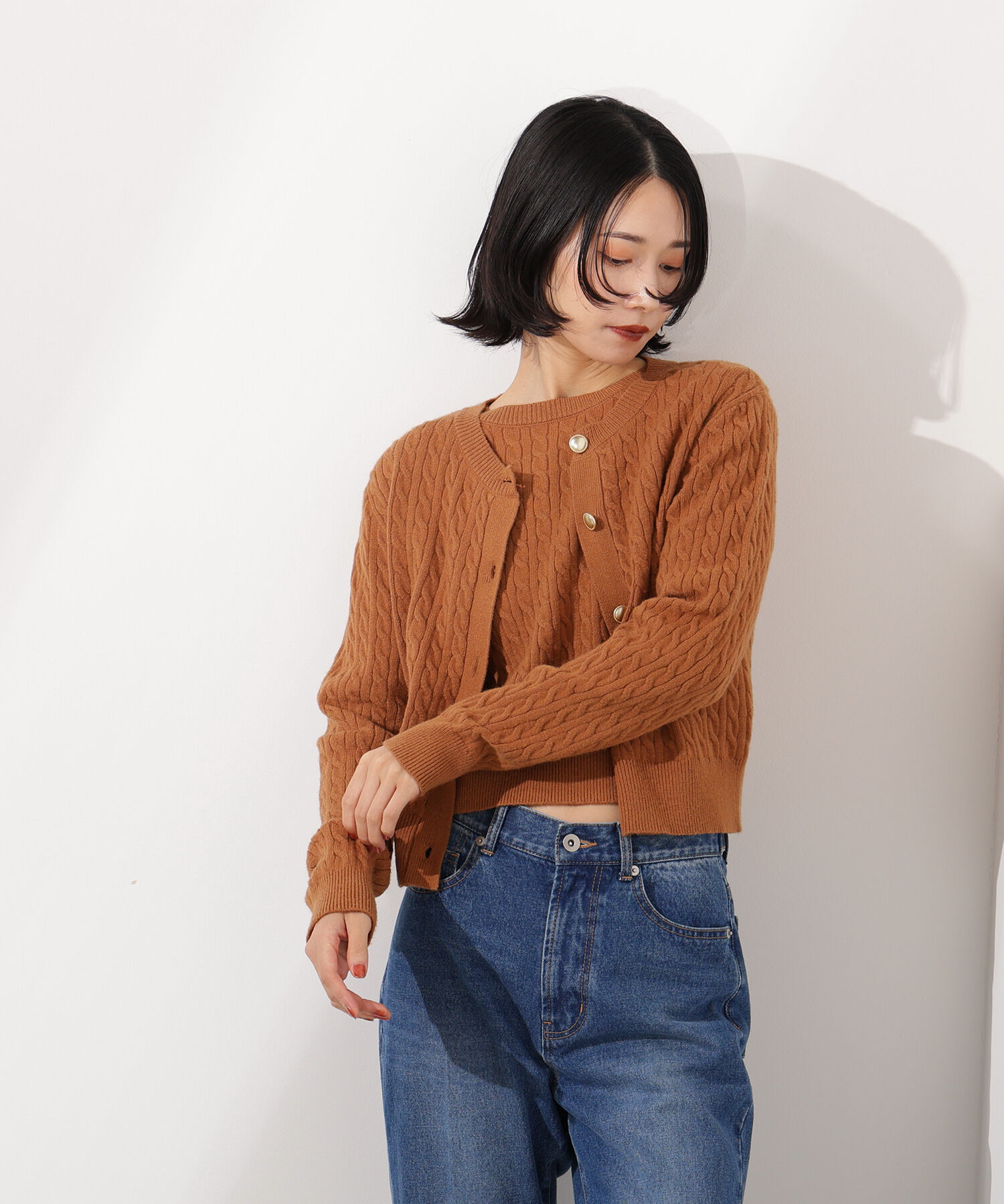  「メタルボタンケーブルアンサンブル」|ニット・セーター|