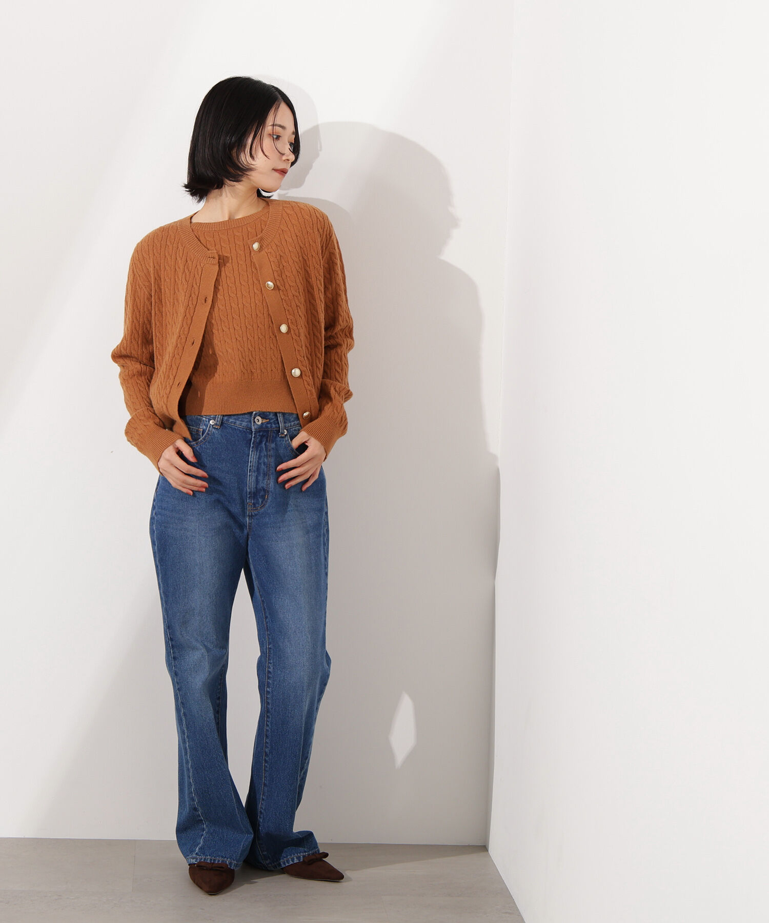  「メタルボタンケーブルアンサンブル」|ニット・セーター|