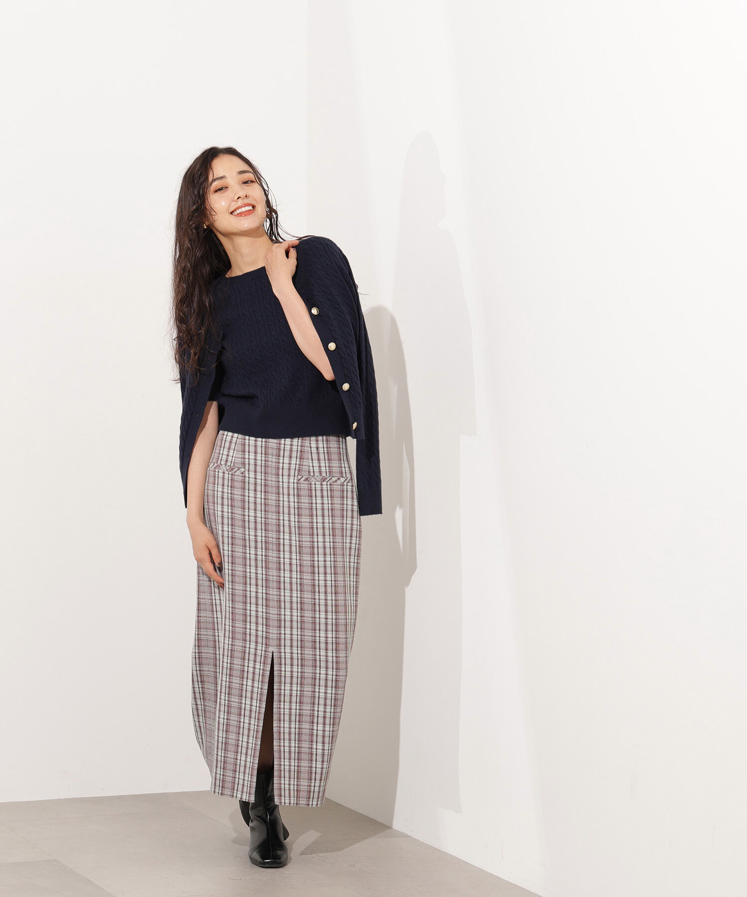  「メタルボタンケーブルアンサンブル」|ニット・セーター|